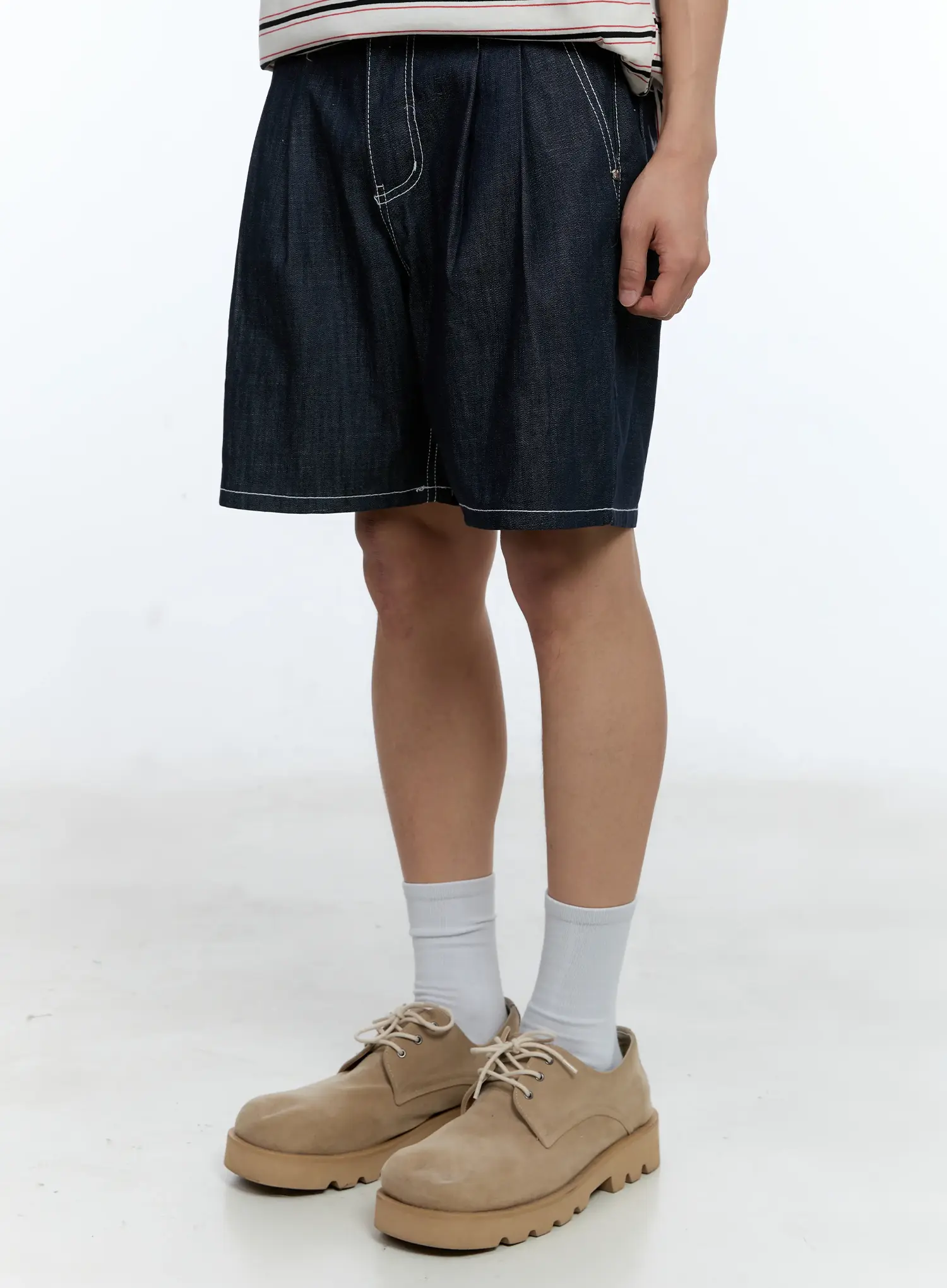 Men's Pleated Denim Jorts IL517 - Image 7