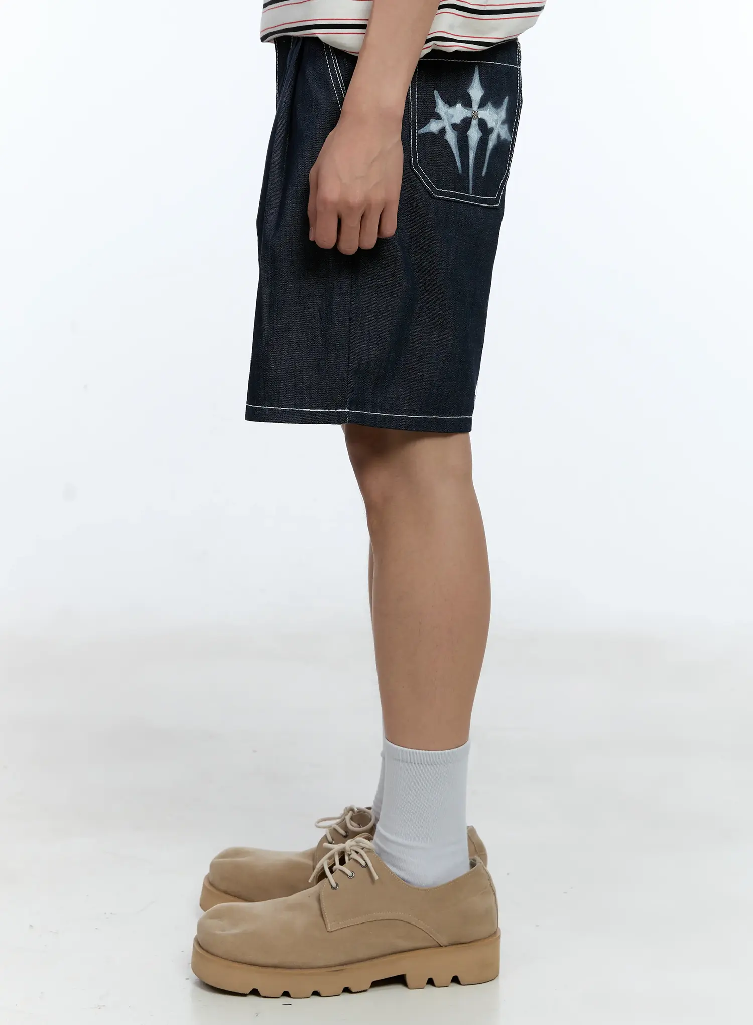 Men's Pleated Denim Jorts IL517 - Image 8