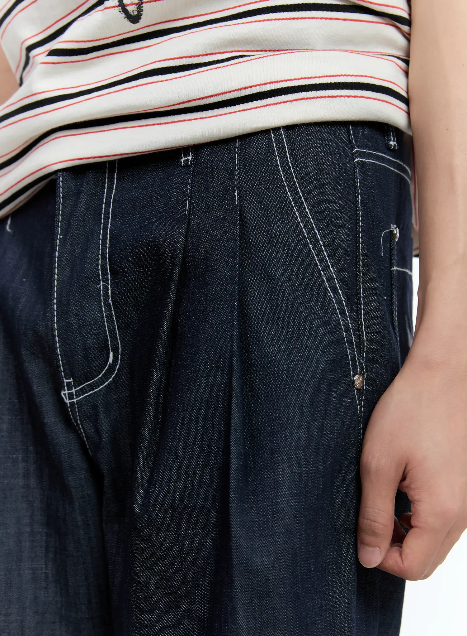 Men's Pleated Denim Jorts IL517 - Image 9