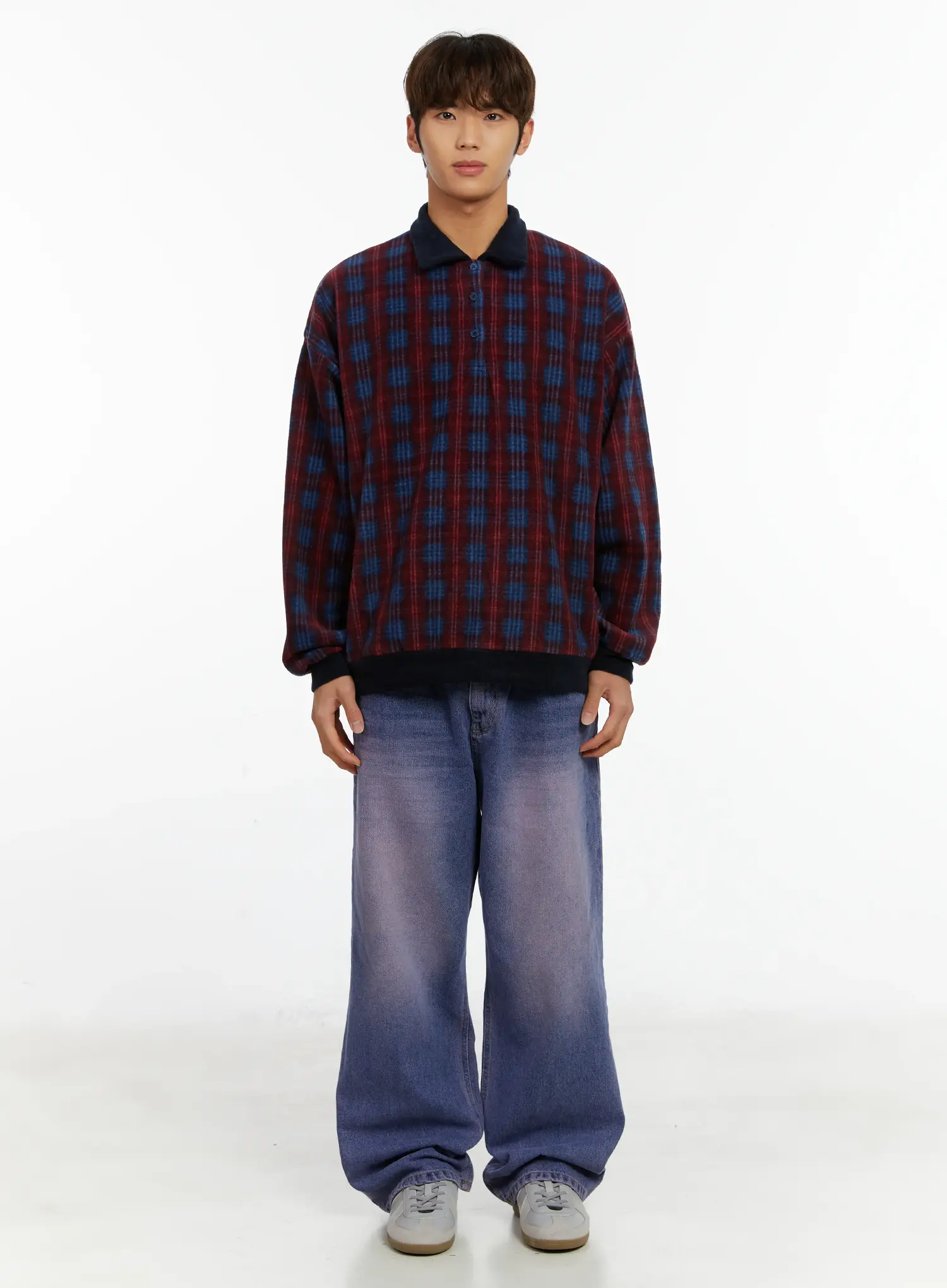 Men's Purple Washed Wide Jeans ID523 - Image 3