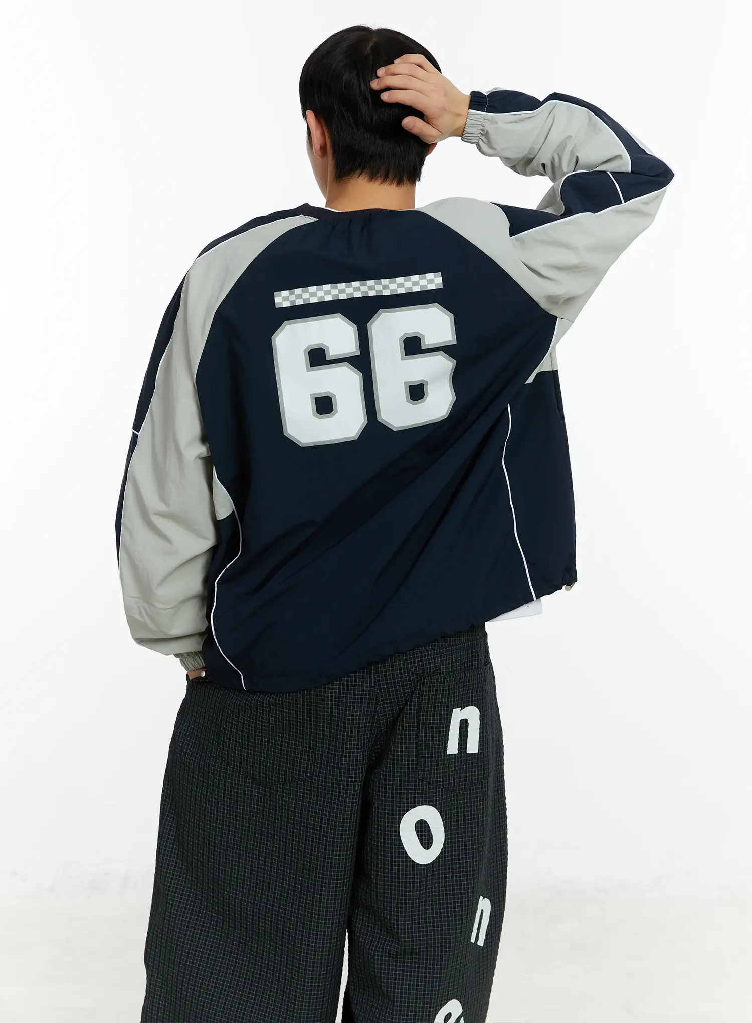 Men's Racing Nylon Colorblock Drawstring Sweatshirt IF511 - Image 2