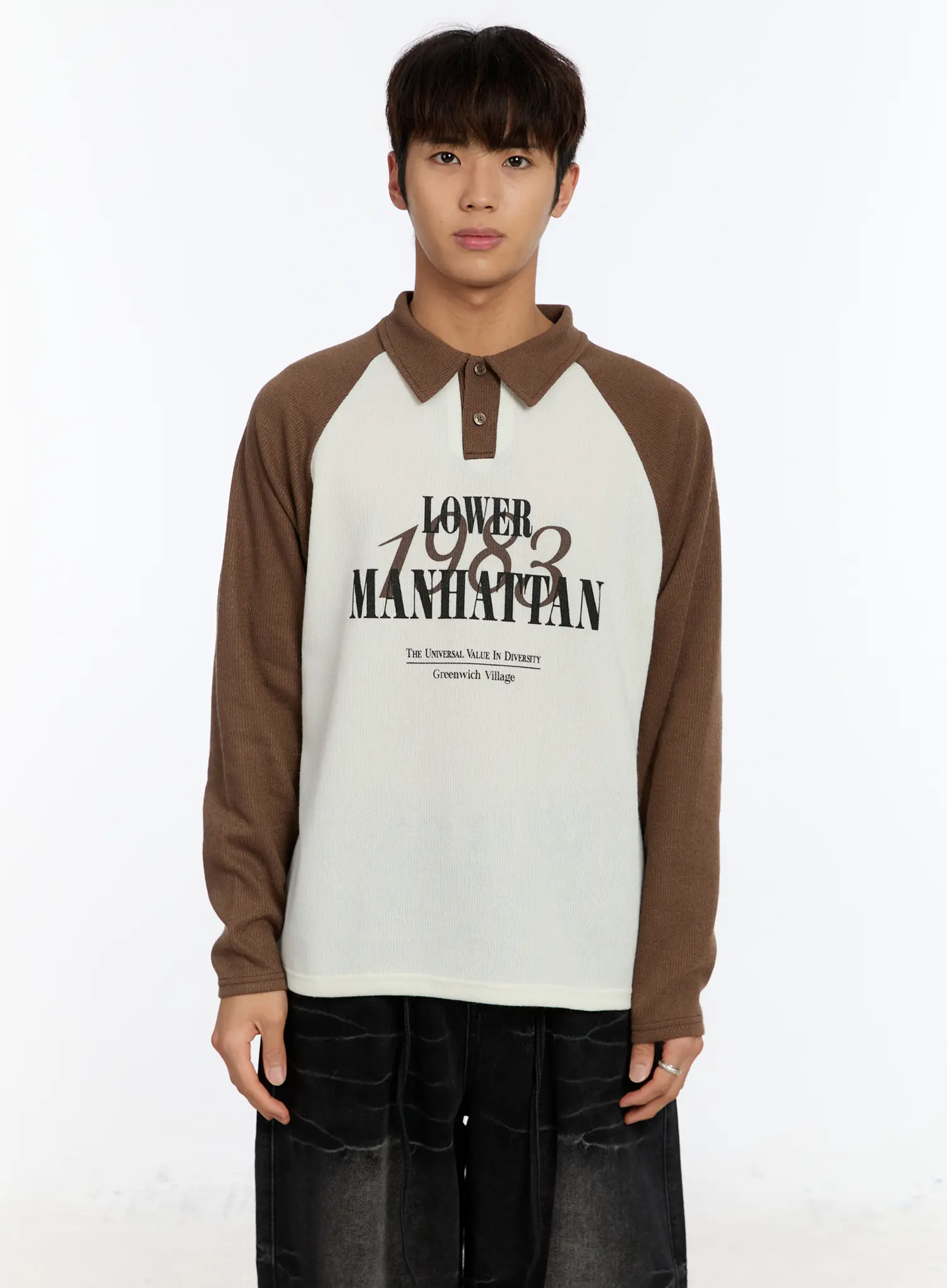 Men's Raglan Collar Graphic Long Sleeve Tee IM530 - Image 8