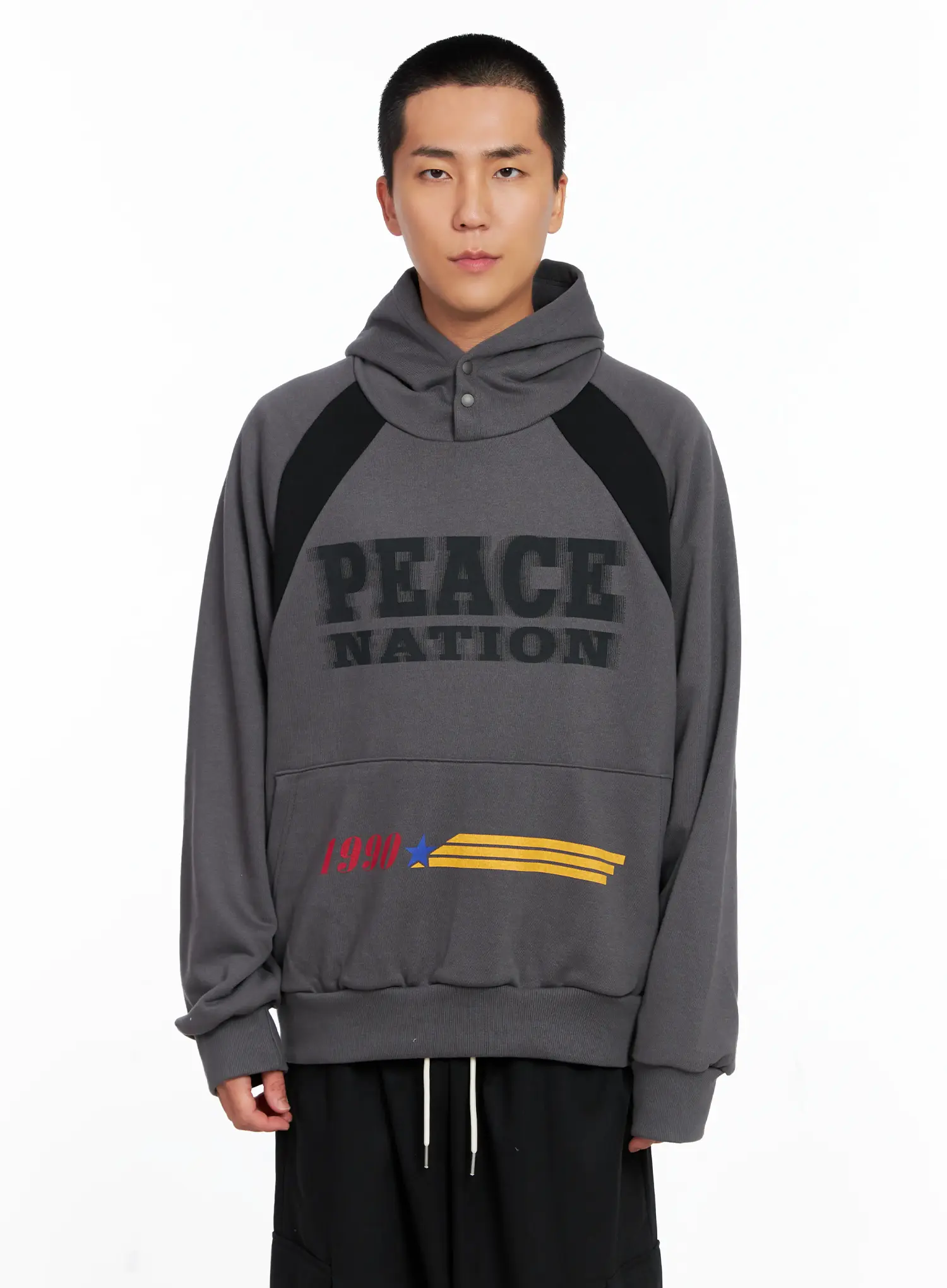 Men's Raglan Graphic High Neck Hoodie IS510 - Image 15