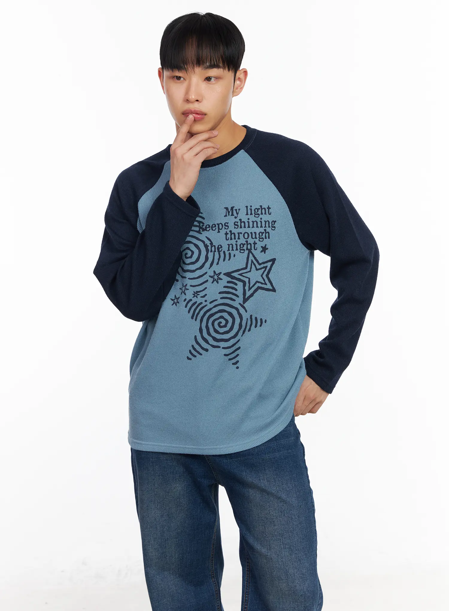 Men's Raglan Knit Long Sleeve IA502 - Image 2