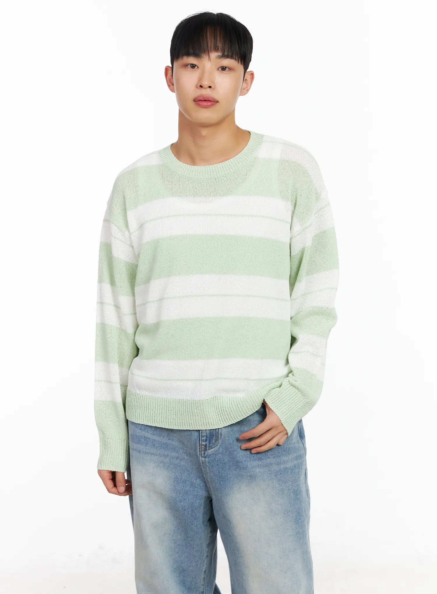 Men's Relaxed Fit Striped Long Sleeve Top IA502 - Image 6