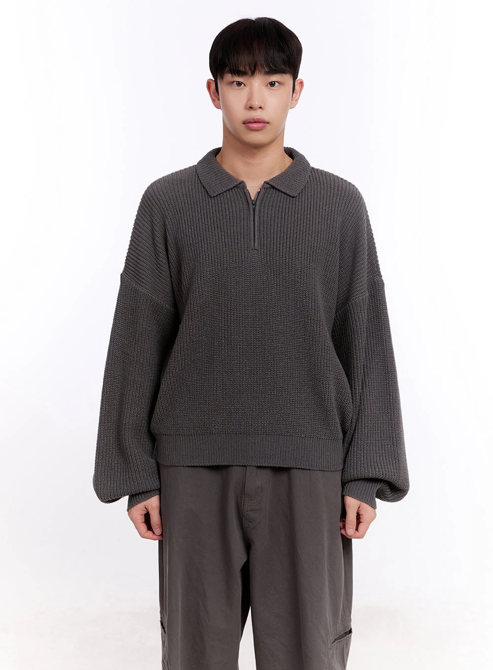 Men's Ribbed Half-Zip Sweater IM512 - Image 18