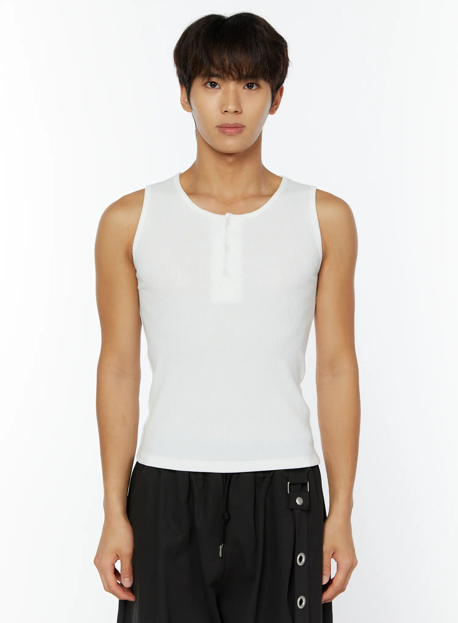 Men's Ribbed Henley Tank IY508 - Image 11