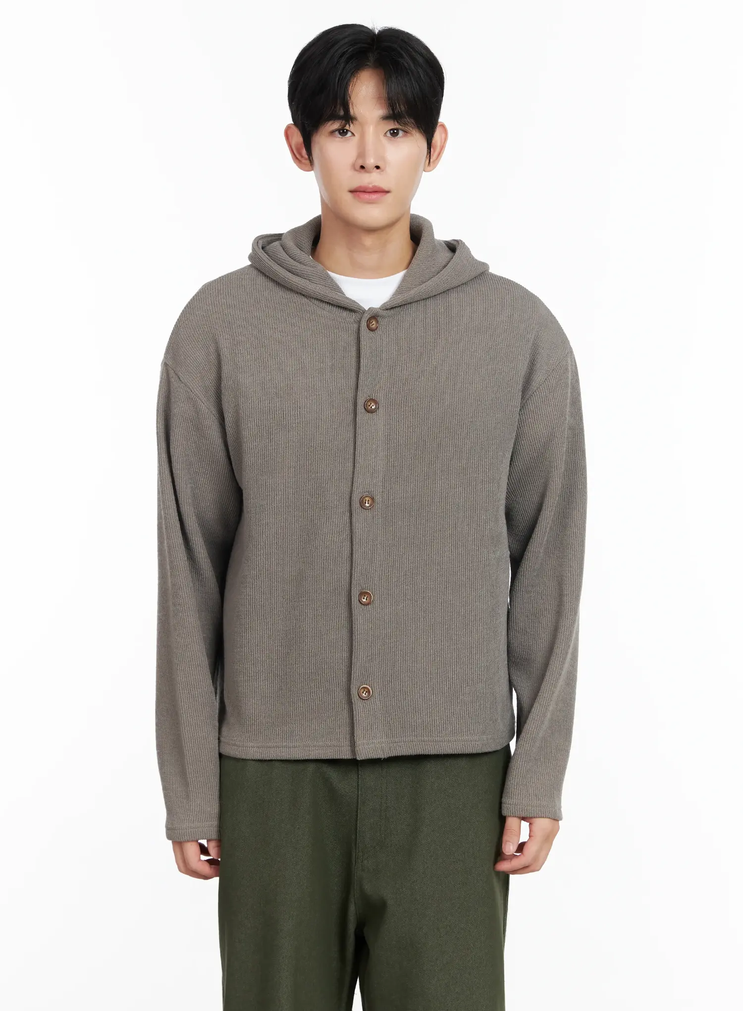 Men's Ribbed Knit Hooded Cardigan IM518 - Image 11
