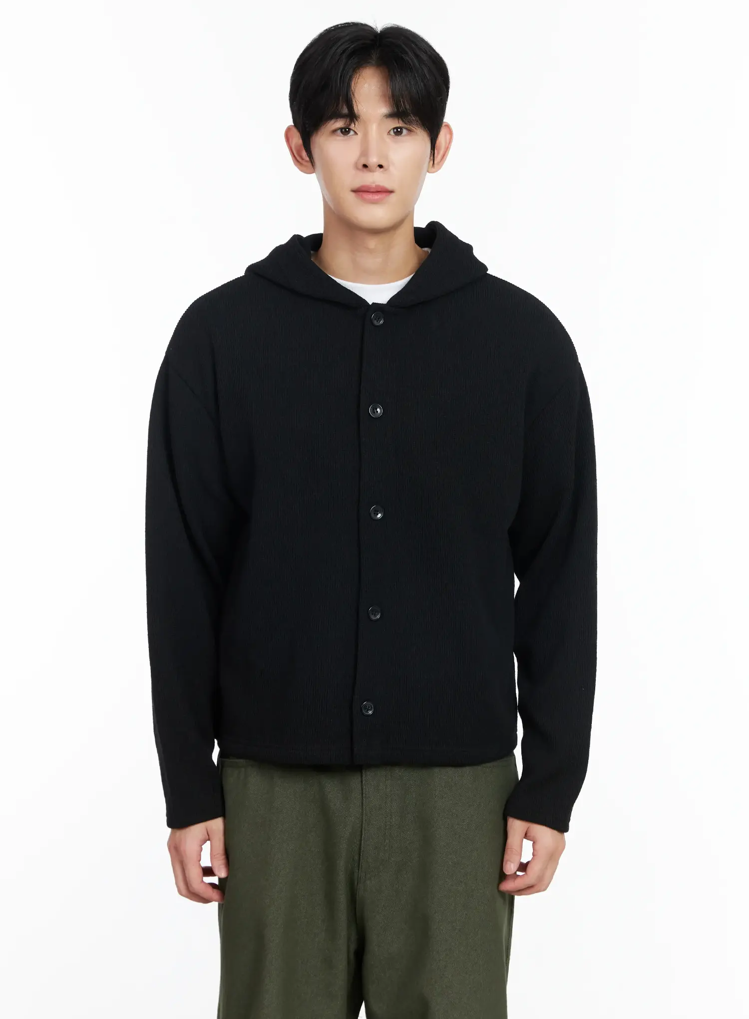 Men's Ribbed Knit Hooded Cardigan IM518 - Image 12