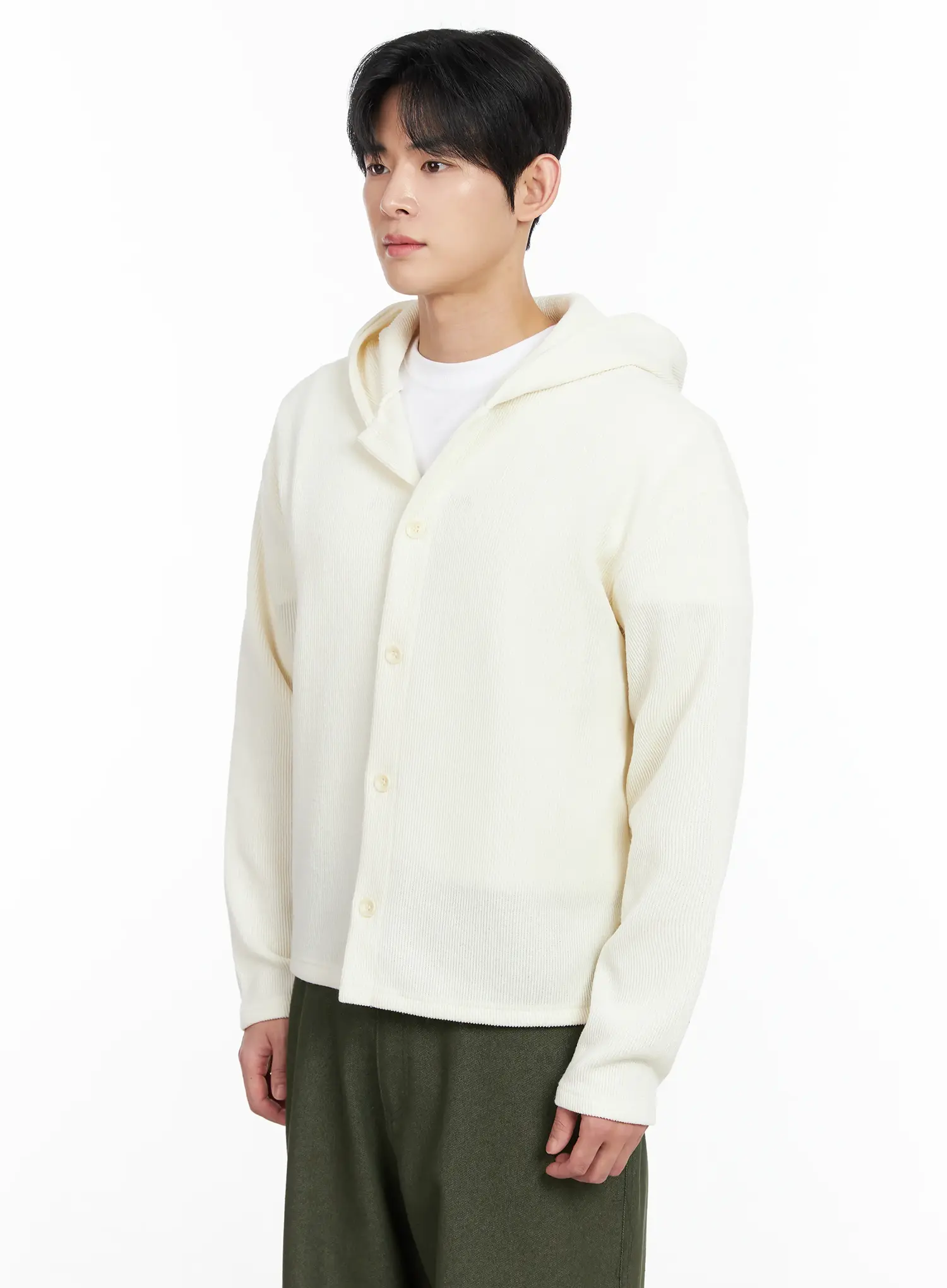 Men's Ribbed Knit Hooded Cardigan IM518 - Image 4