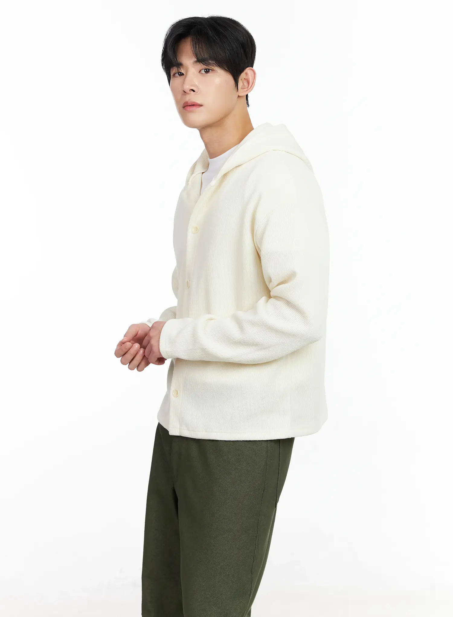 Men's Ribbed Knit Hooded Cardigan IM518 - Image 7