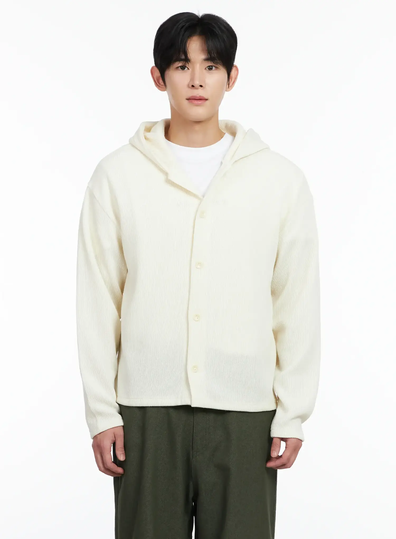 Men's Ribbed Knit Hooded Cardigan IM518 - Image 9