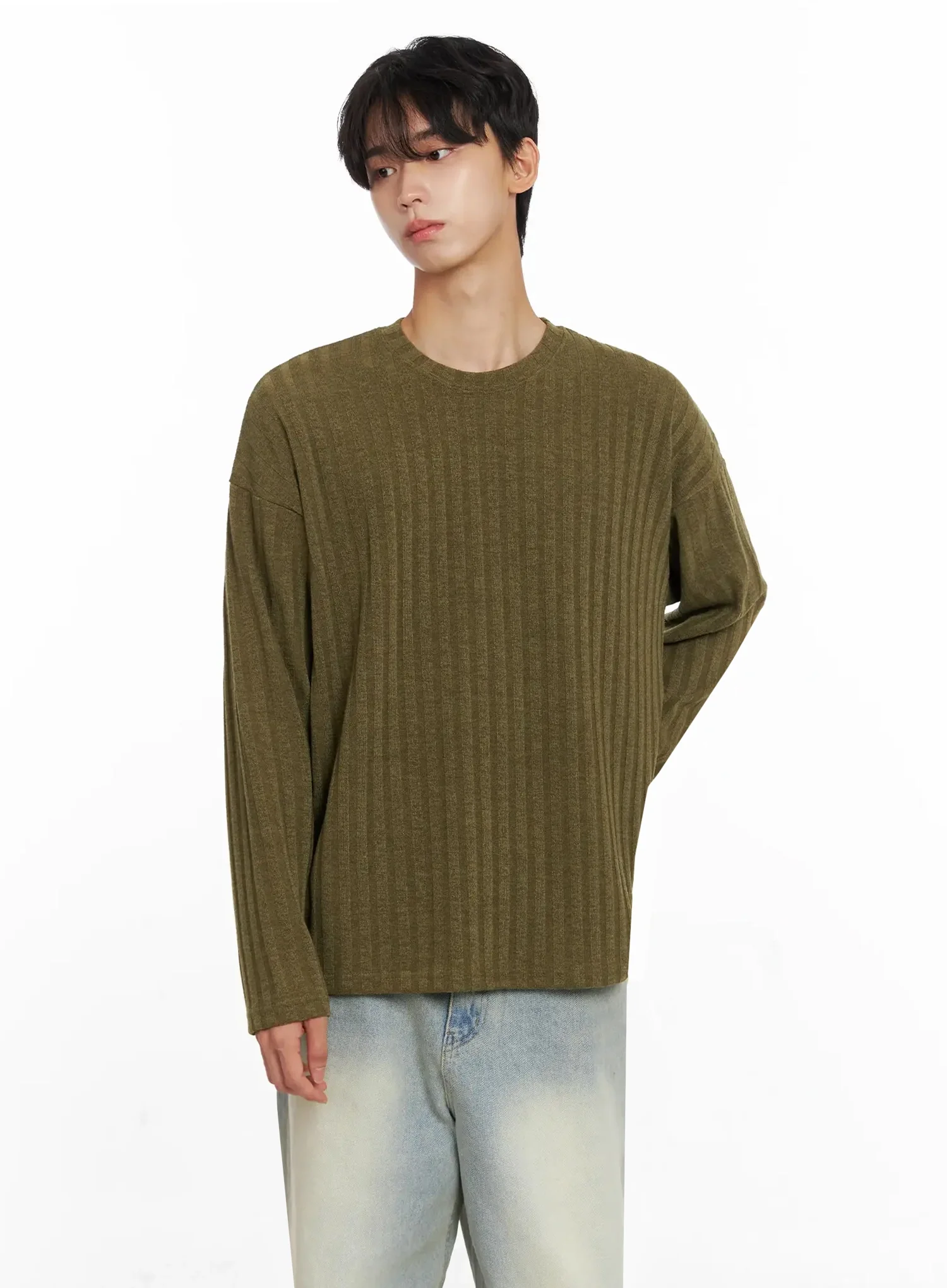 Men's Ribbed Knit Long Sleeve Shirt IO516 - Image 10