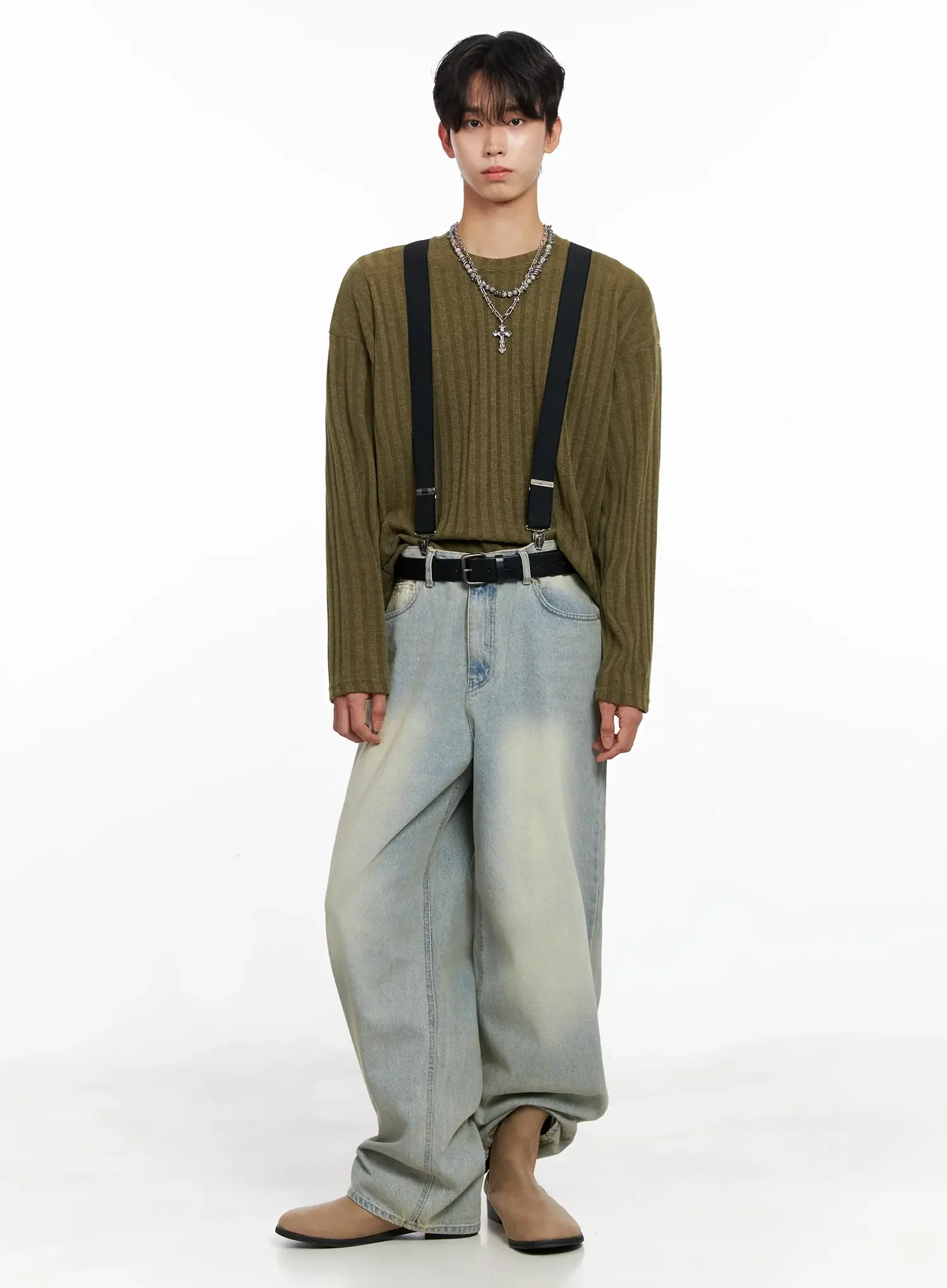 Men's Ribbed Knit Long Sleeve Shirt IO516 - Image 16