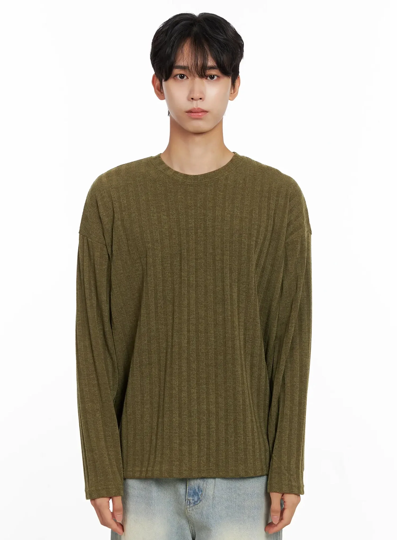 Men's Ribbed Knit Long Sleeve Shirt IO516 - Image 17