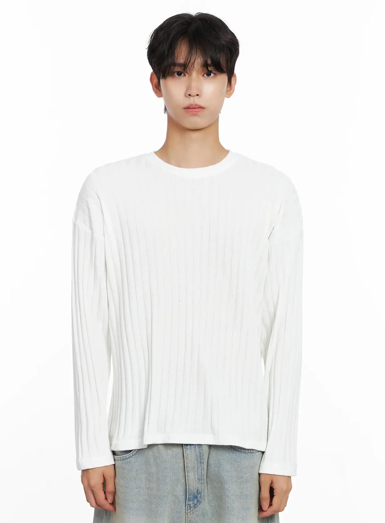 Men's Ribbed Knit Long Sleeve Shirt IO516 - Image 18