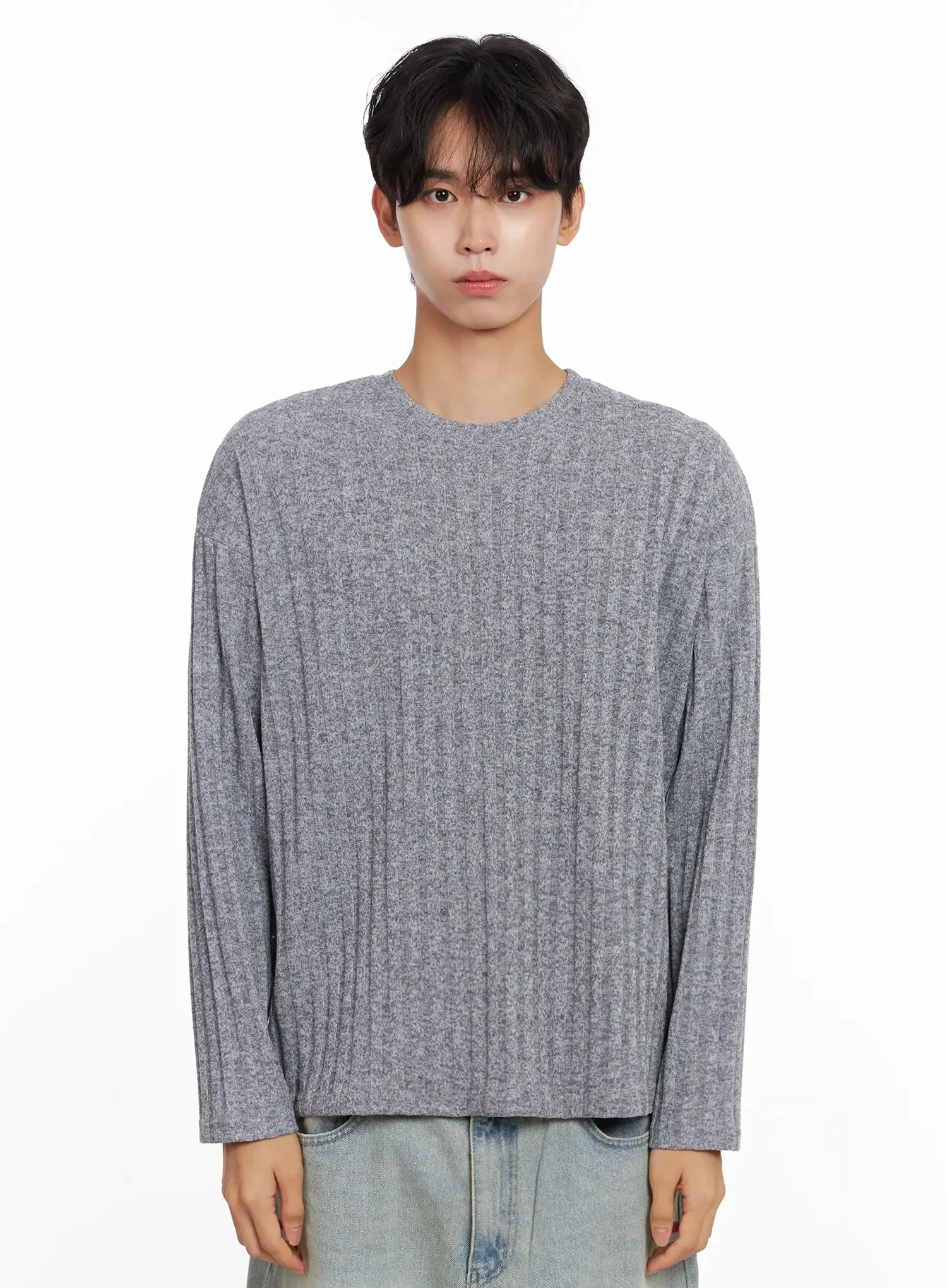 Men's Ribbed Knit Long Sleeve Shirt IO516 - Image 19