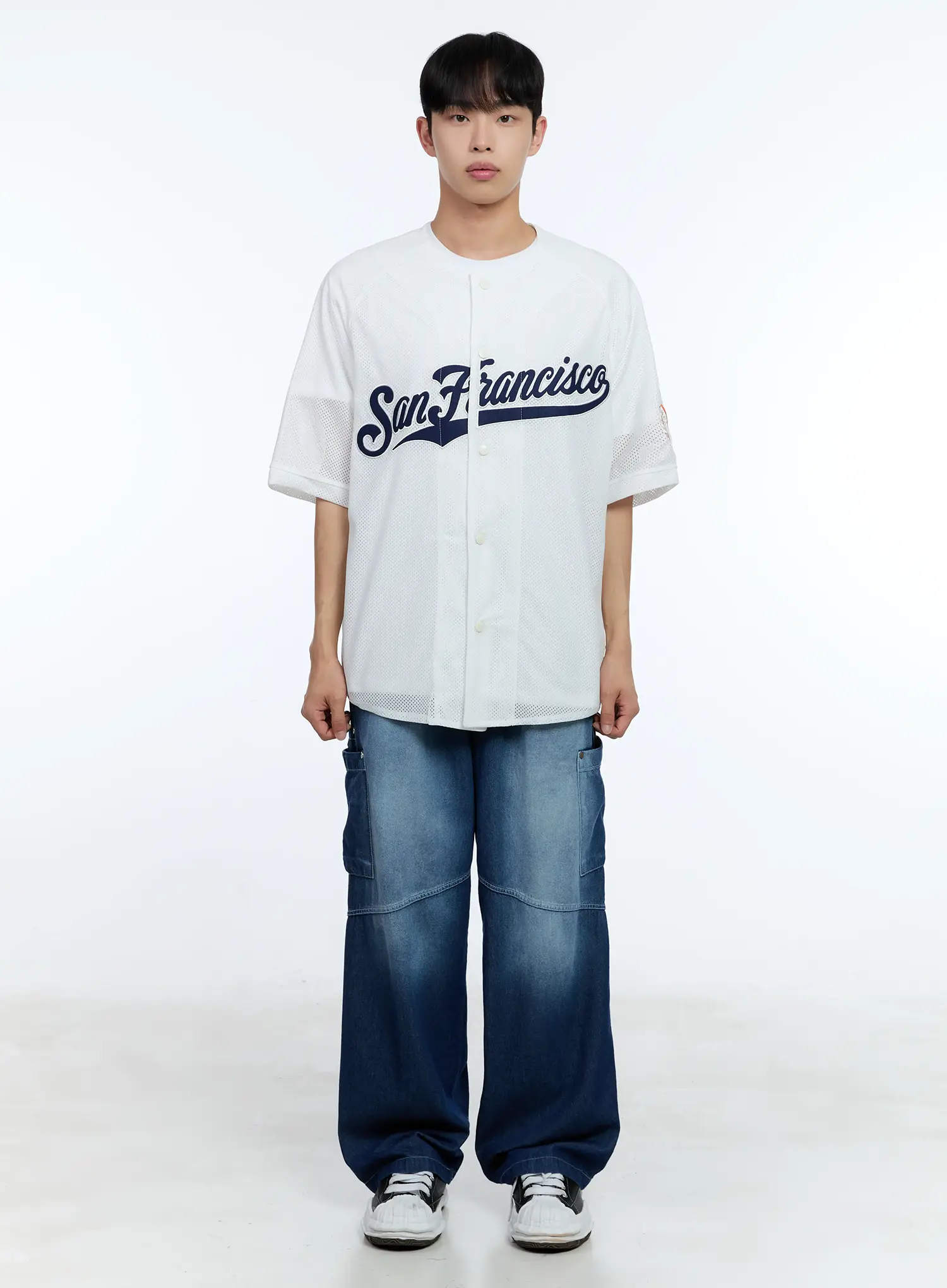 Men's Rivet Detail Wide Jeans IL517 - Image 3