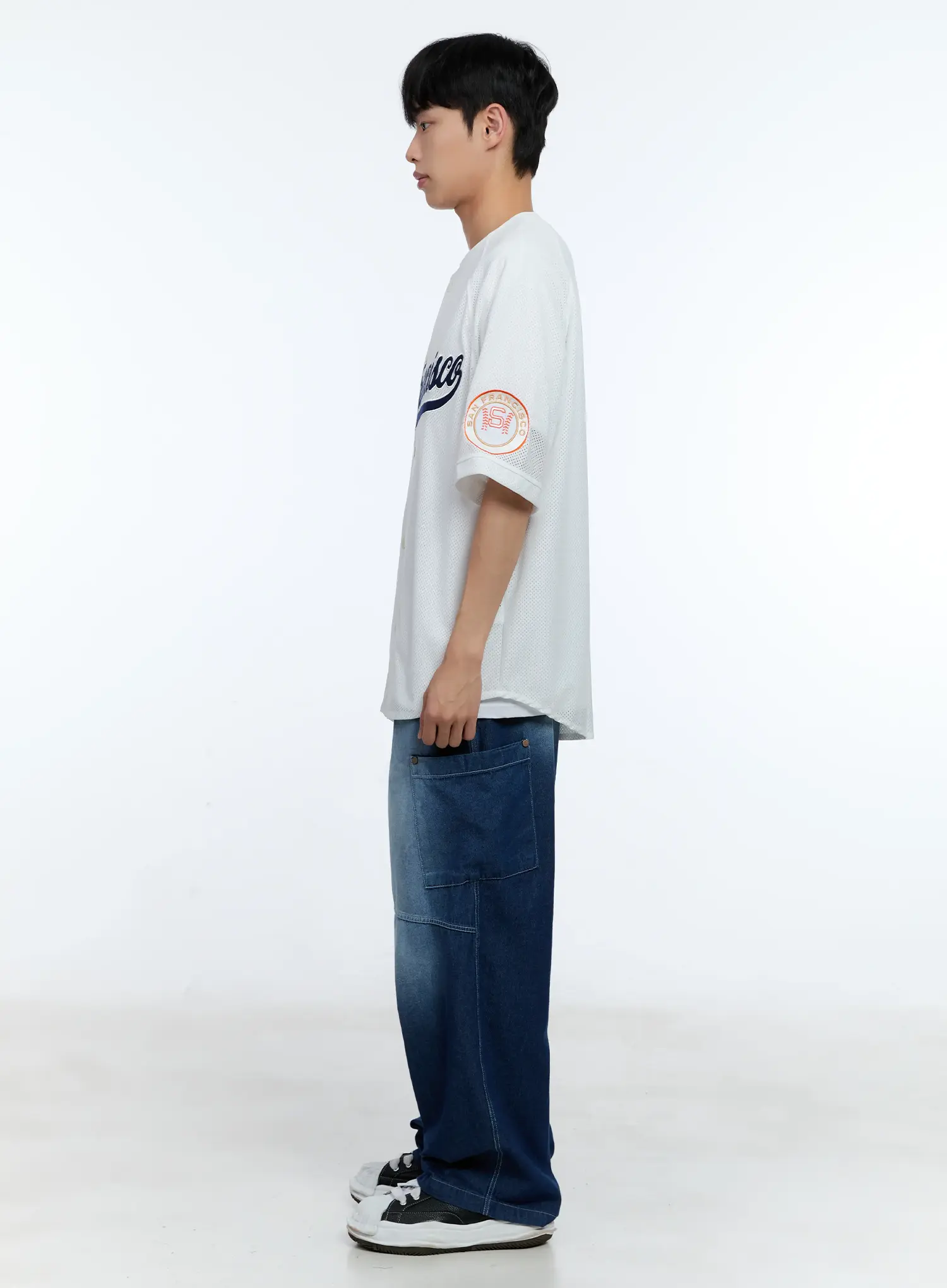 Men's Rivet Detail Wide Jeans IL517 - Image 5