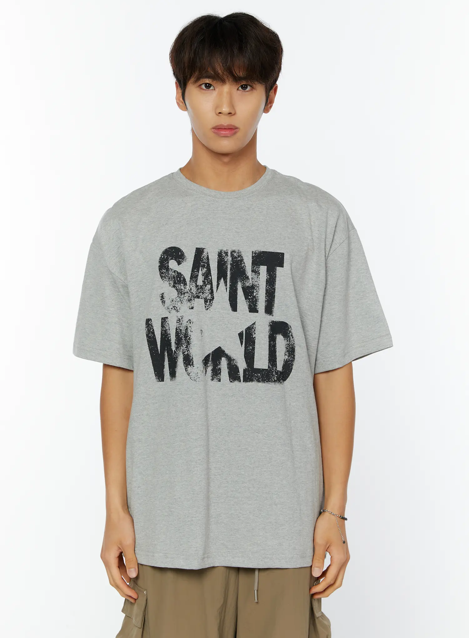 Men's Saint World Lettering Graphic T-Shirt IY508 - Image 9