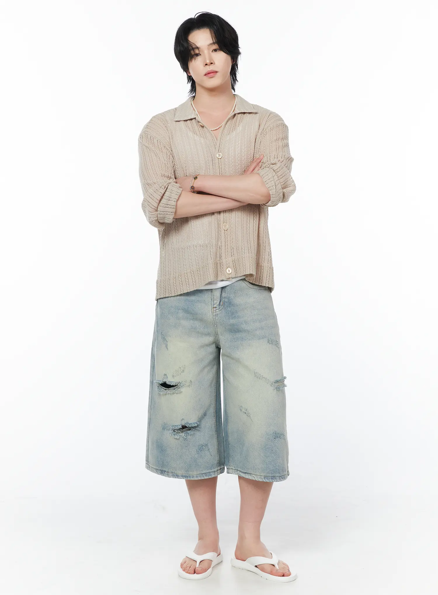 Men's Sheer Cardigan Jacket IY519