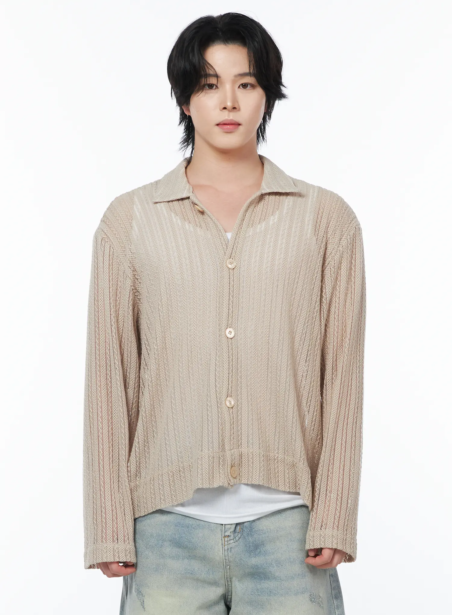 Men's Sheer Cardigan Jacket IY519 - Image 10