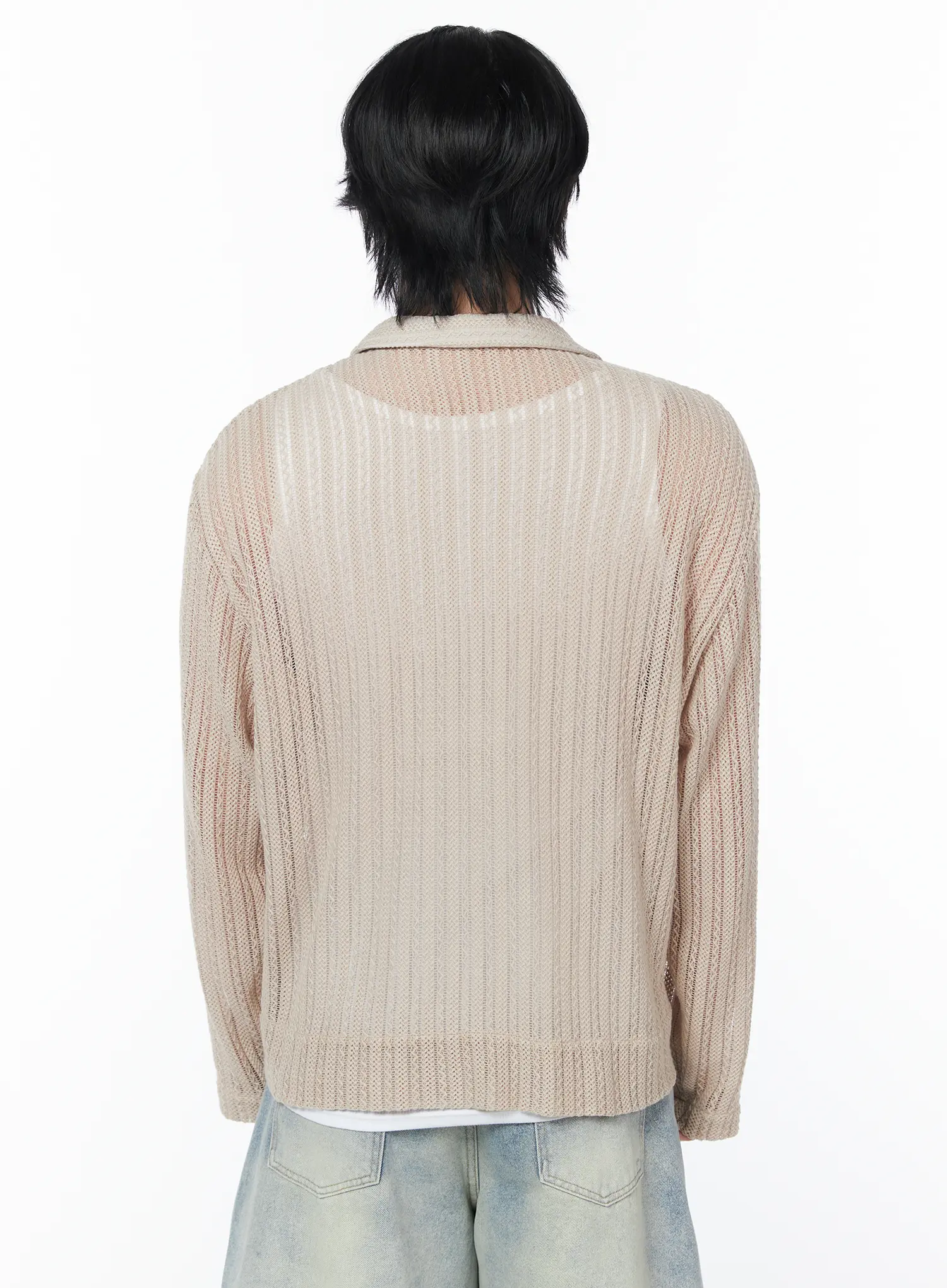 Men's Sheer Cardigan Jacket IY519 - Image 6