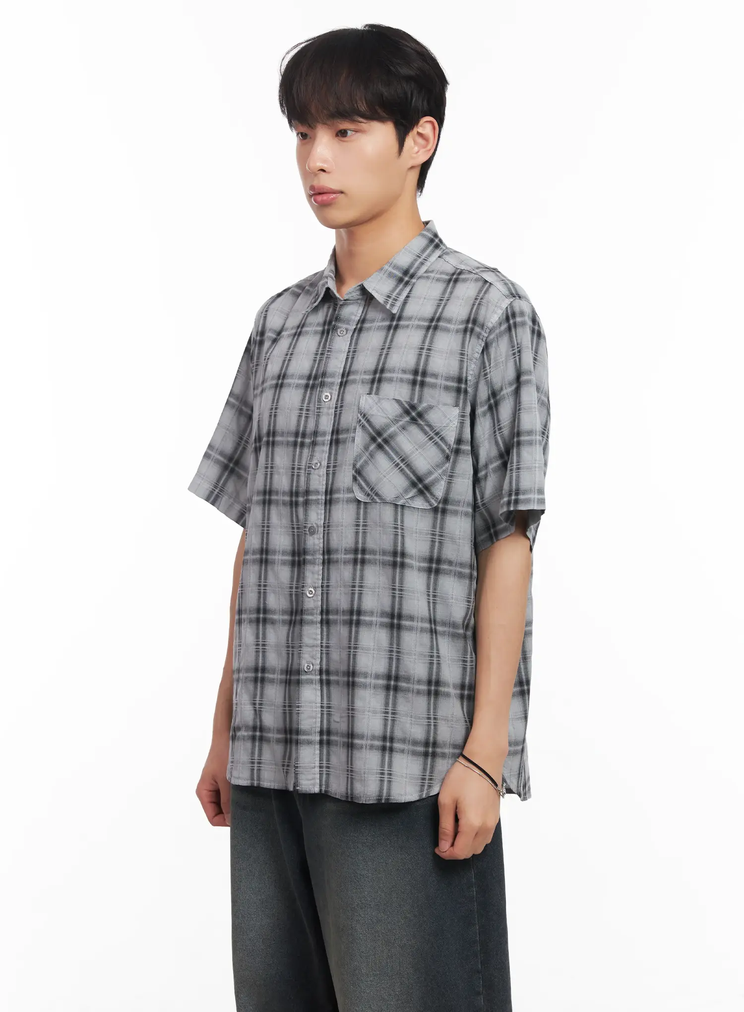 Men's Short-Sleeve Flannel Shirt IU519 - Image 4