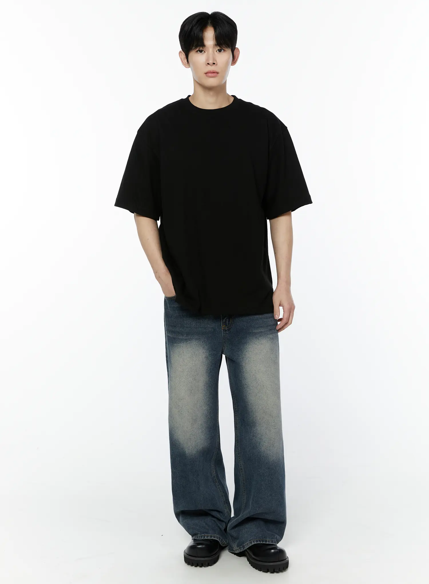 Men's Side Slit T-Shirt (Black) IY505 - Image 4