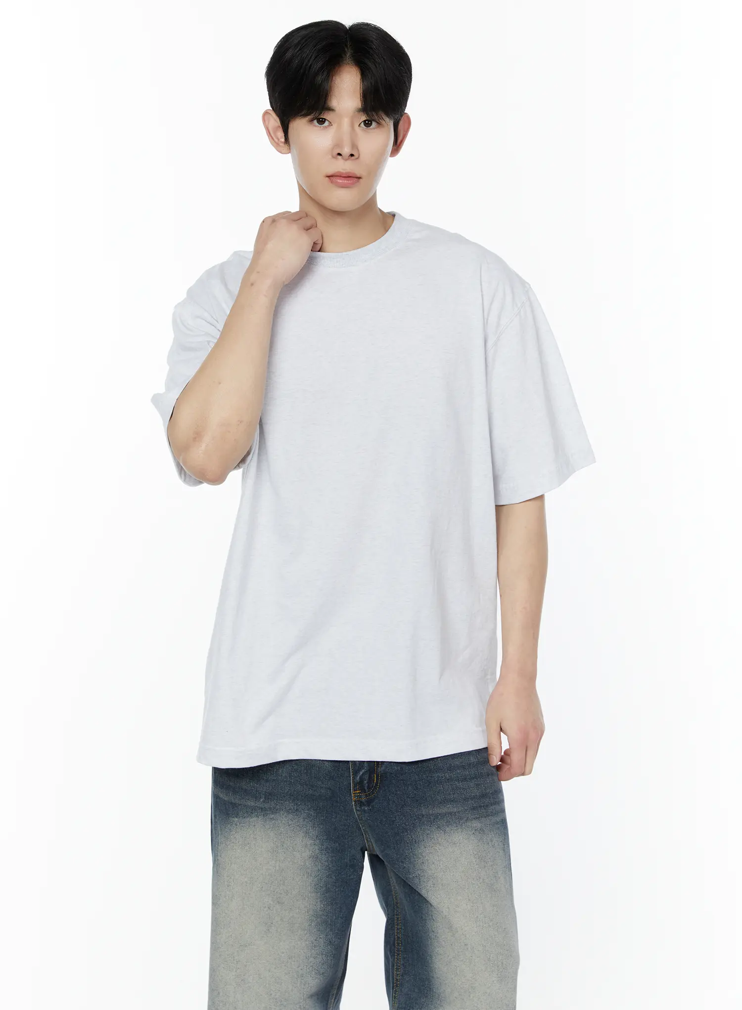 Men's Side Slit T-Shirt (Light Gray) IY505