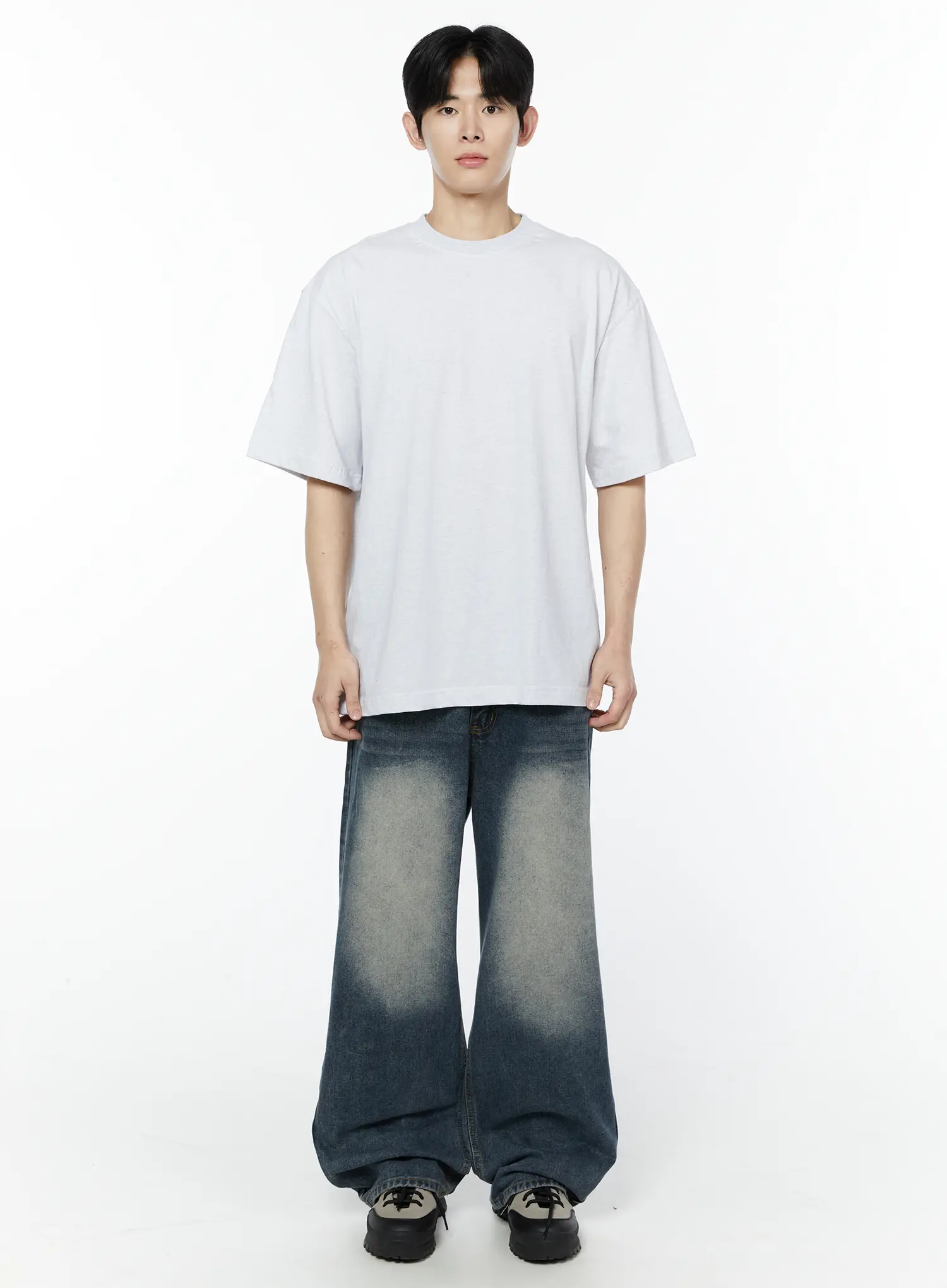 Men's Side Slit T-Shirt (Light Gray) IY505 - Image 5