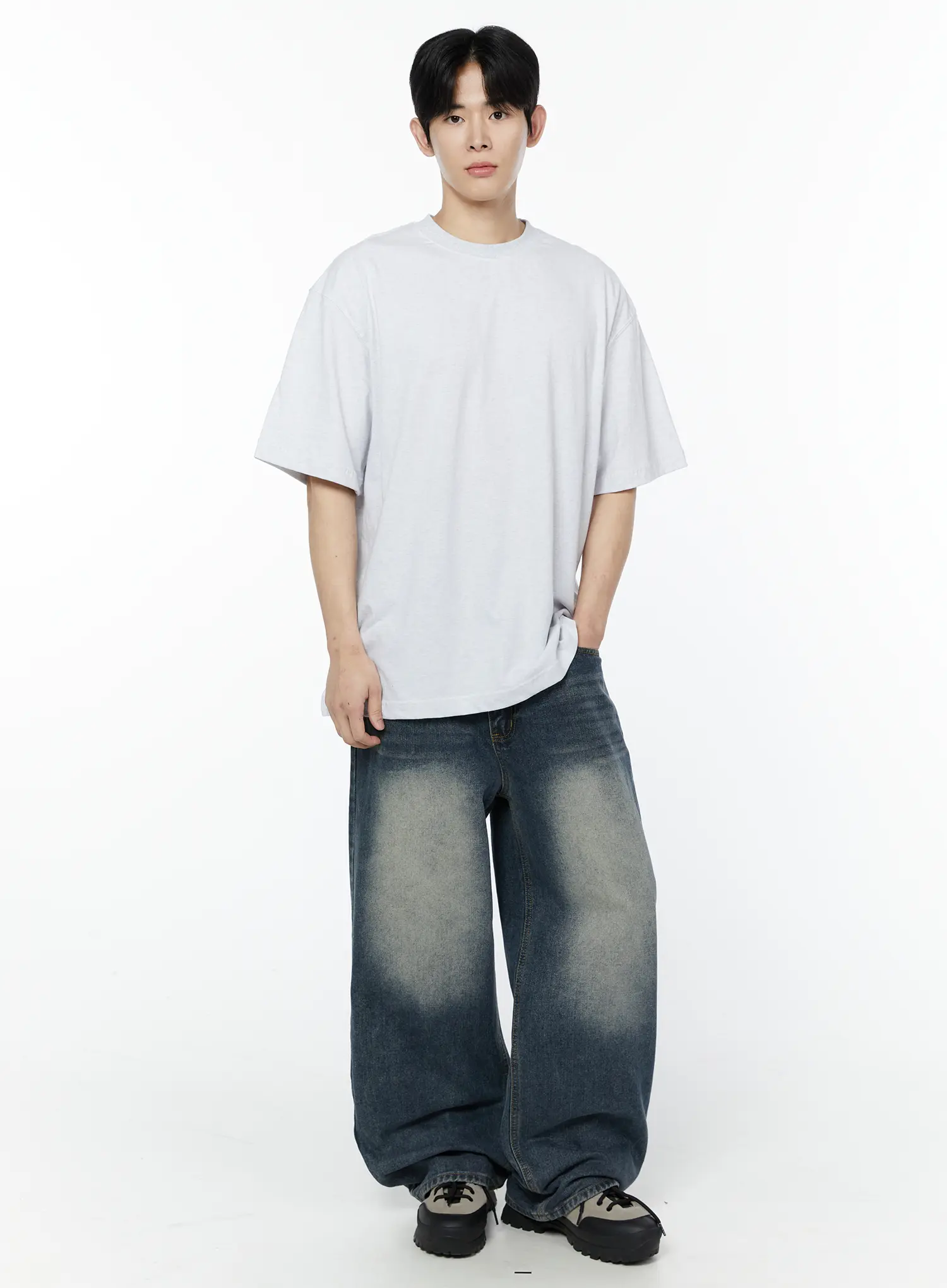 Men's Side Slit T-Shirt (Light Gray) IY505 - Image 6