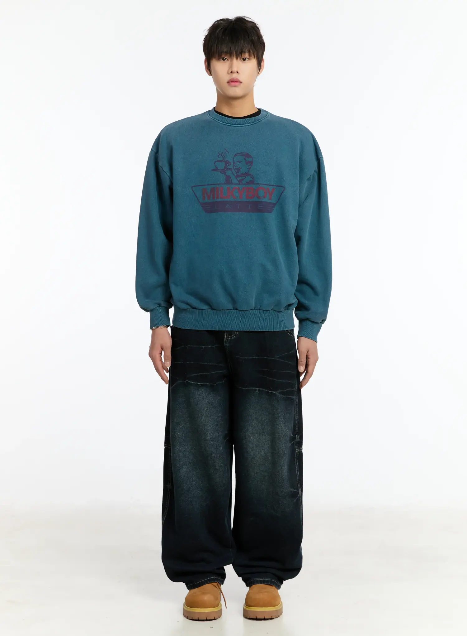 Men's Snap Baggy Jeans (Dark Blue) IM502 - Image 4