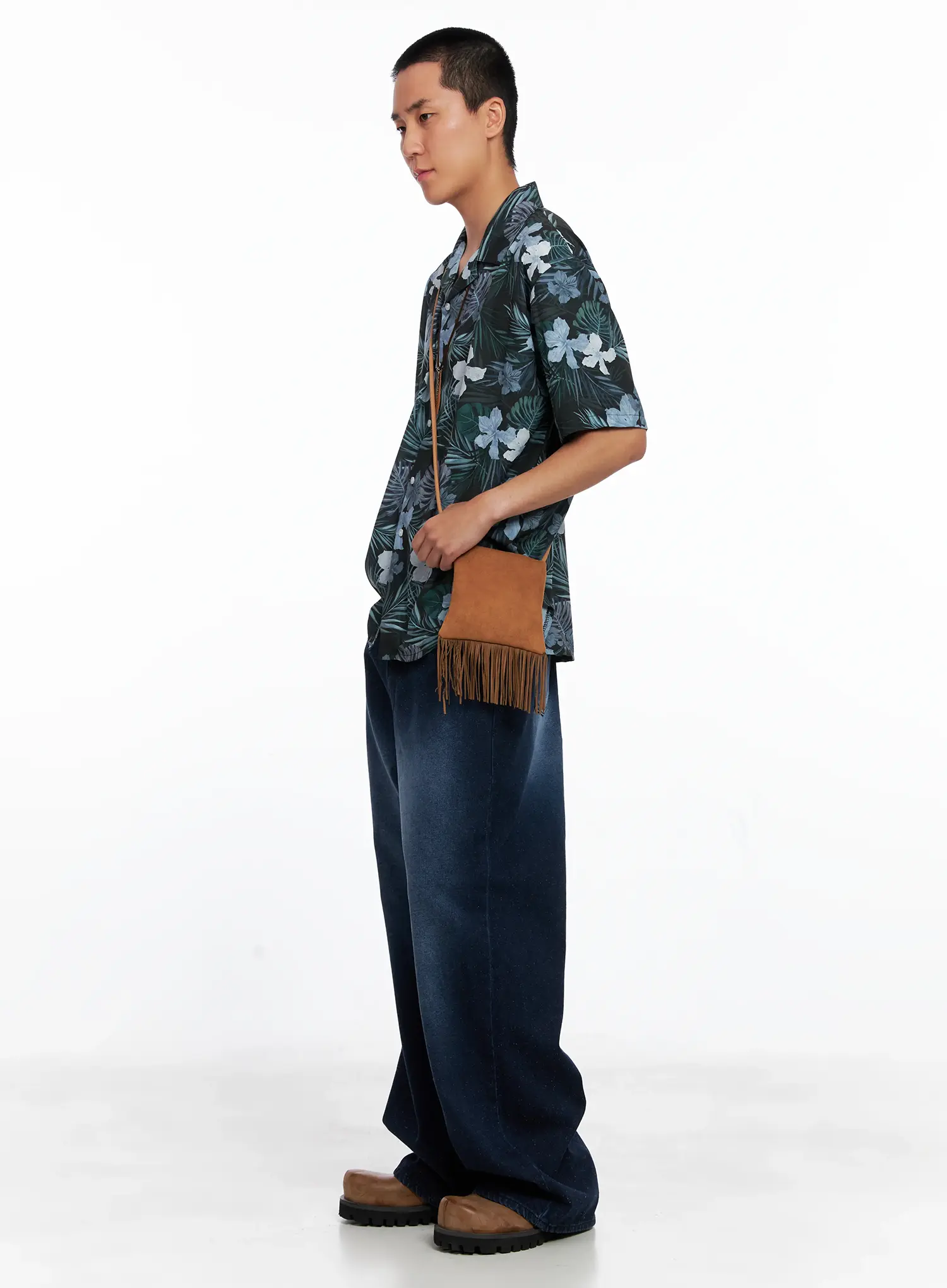 Men's Snowflake Print Wide Jeans IS510 - Image 14
