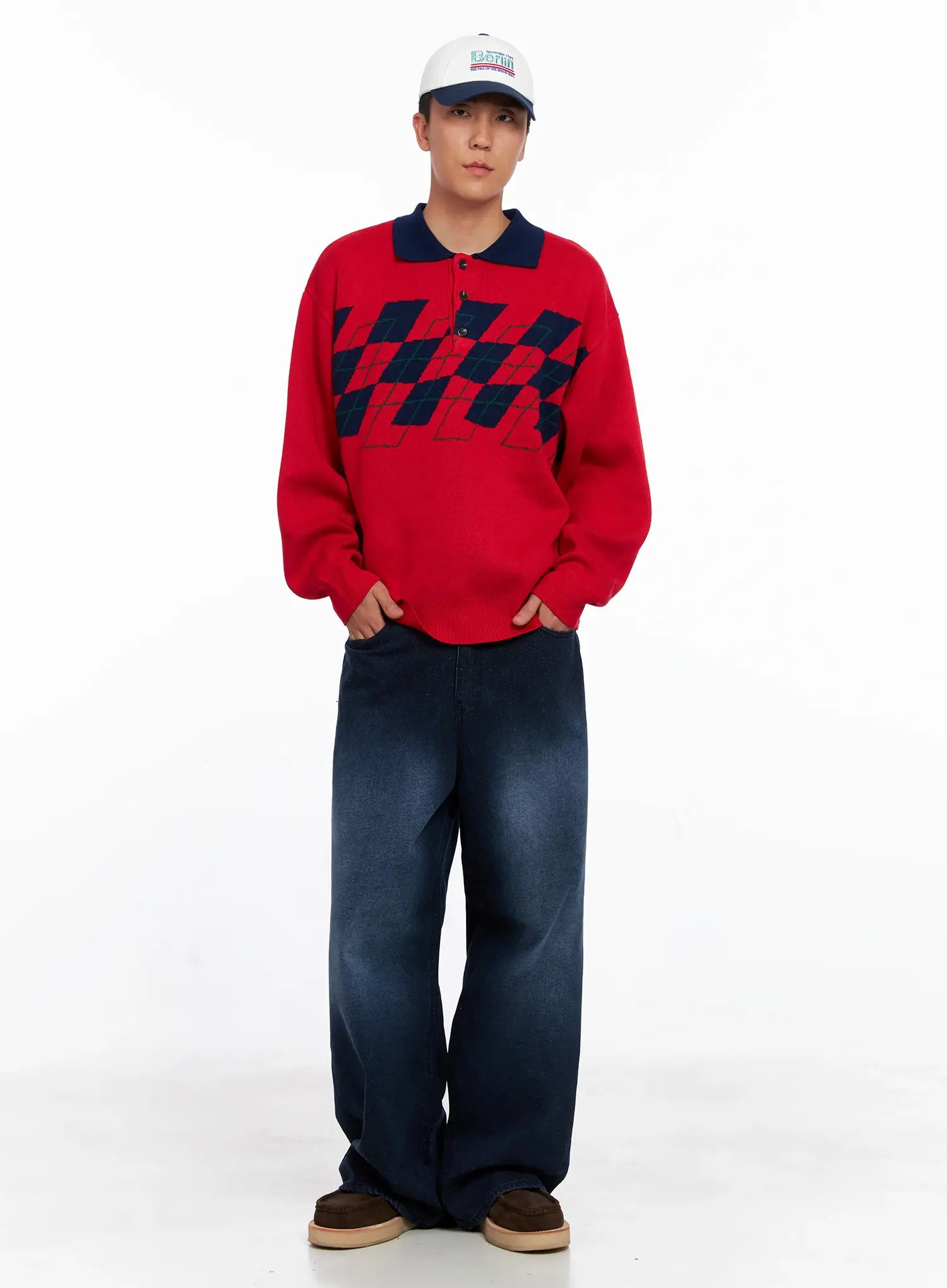 Men's Snowflake Print Wide Jeans IS510 - Image 3