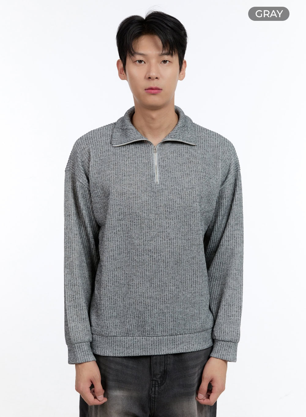 Men's Soft Cable Knit Zip-Up Pullover IG427 - Image 11