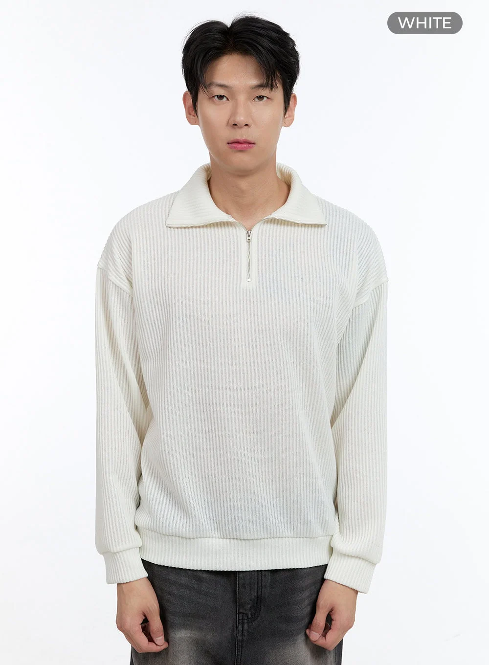 Men's Soft Cable Knit Zip-Up Pullover IG427 - Image 9