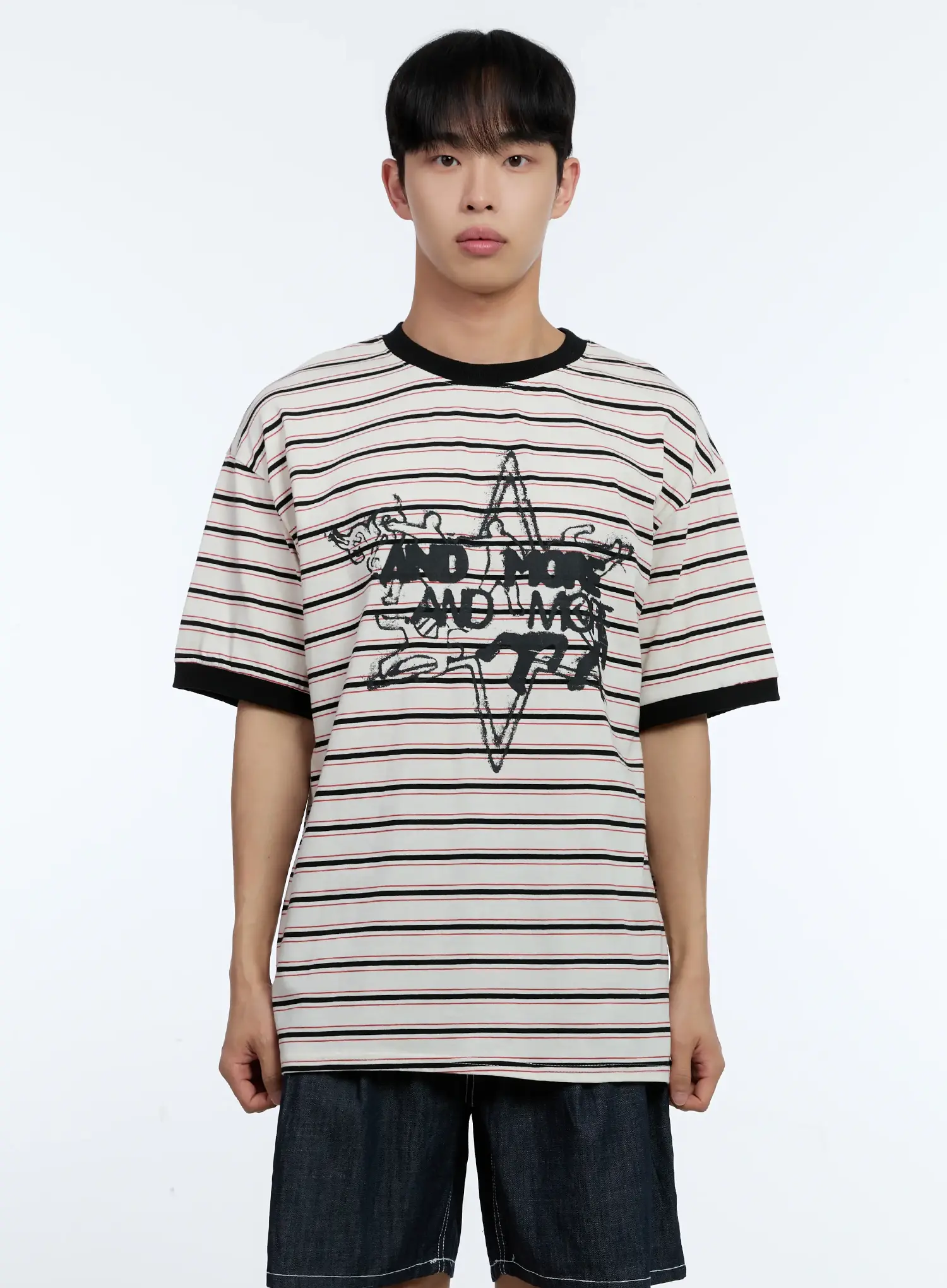 Men's Star Contrast Stripe Tee IL517 - Image 14