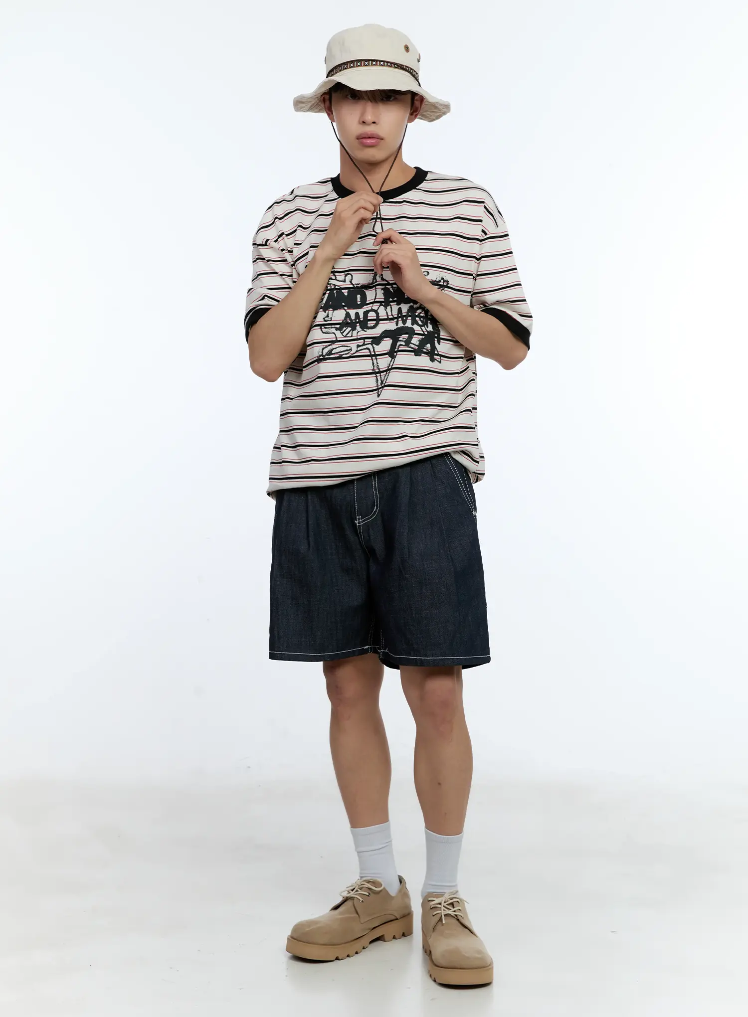 Men's Star Contrast Stripe Tee IL517 - Image 2