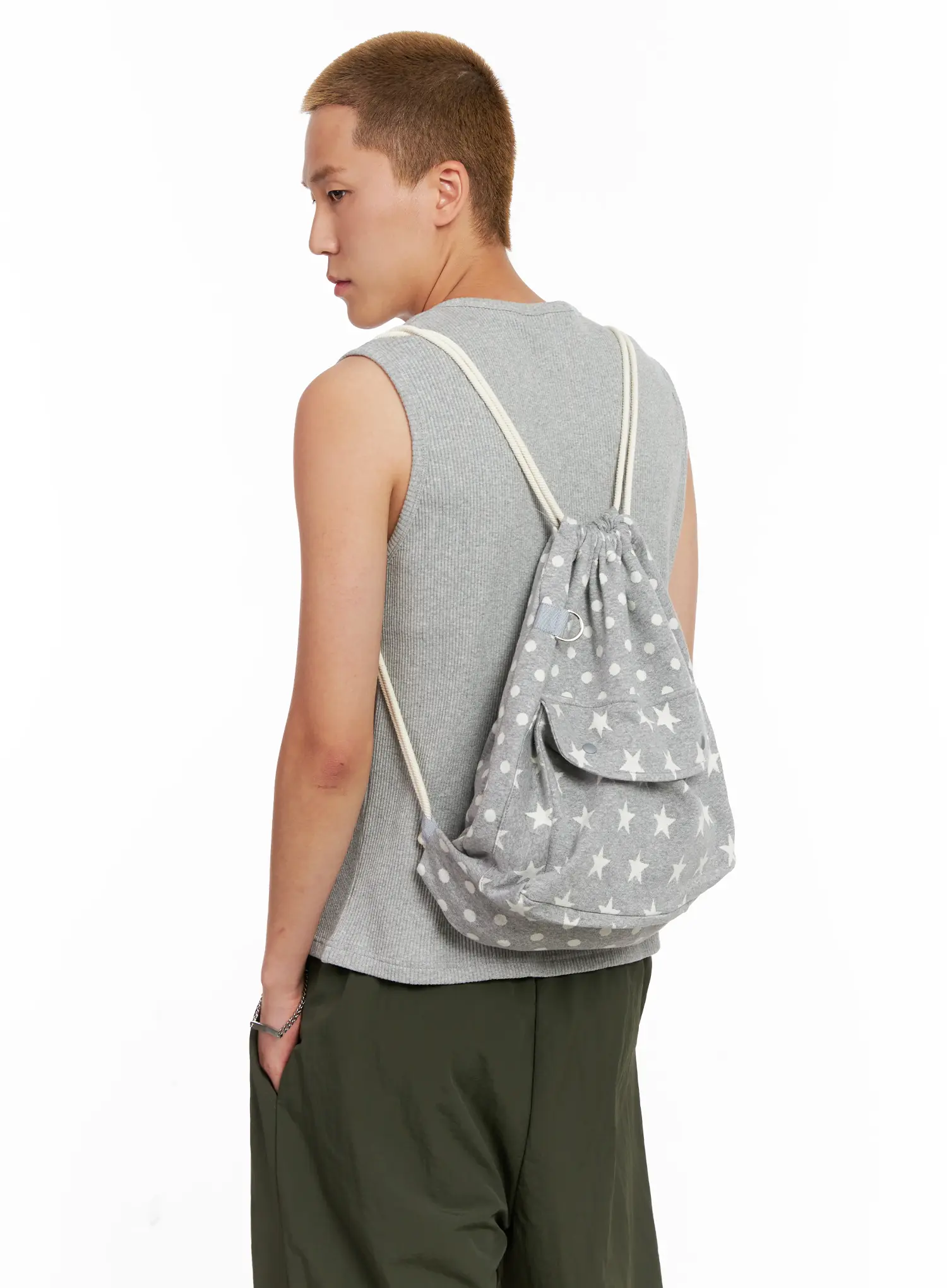 Men's Star Print Drawstring Bag IL518