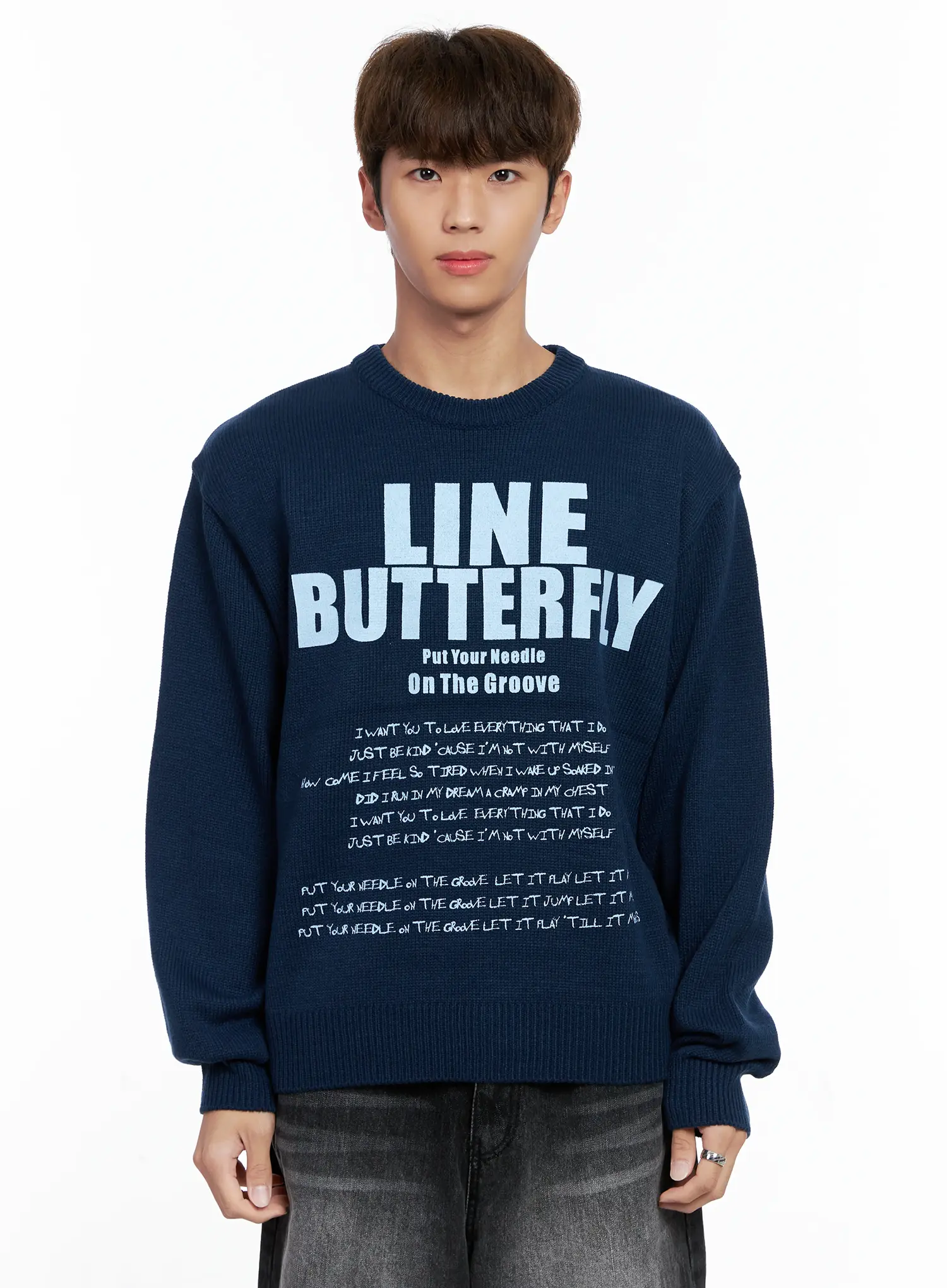 Men's Statement Graphic Knit Sweater IO502 - Image 11