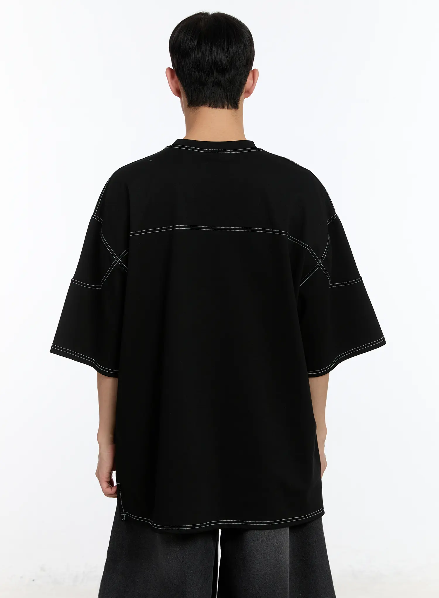 Men's Stich Detail Oversized Tee IA507 - Image 5
