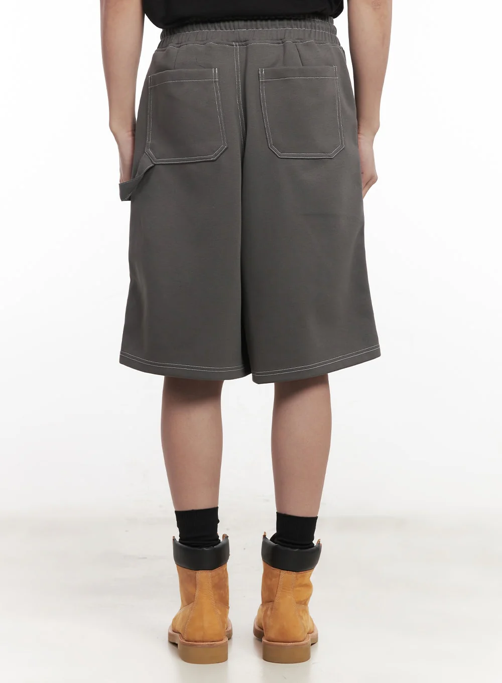 Men's Stitched Carpenter Wide-Leg Jorts (Dark Gray) IM519 - Image 4