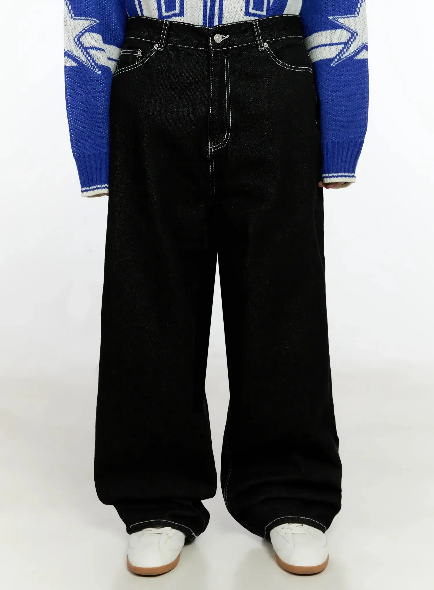 Men's Stitched Detail Baggy Jeans IN506