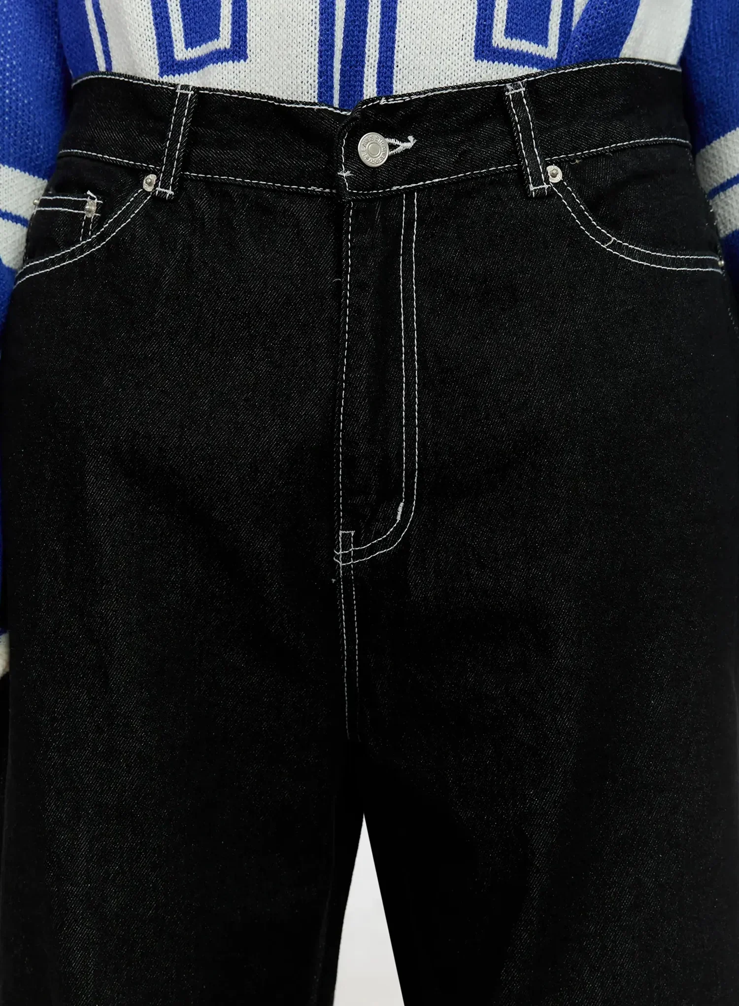 Men's Stitched Detail Baggy Jeans IN506 - Image 4