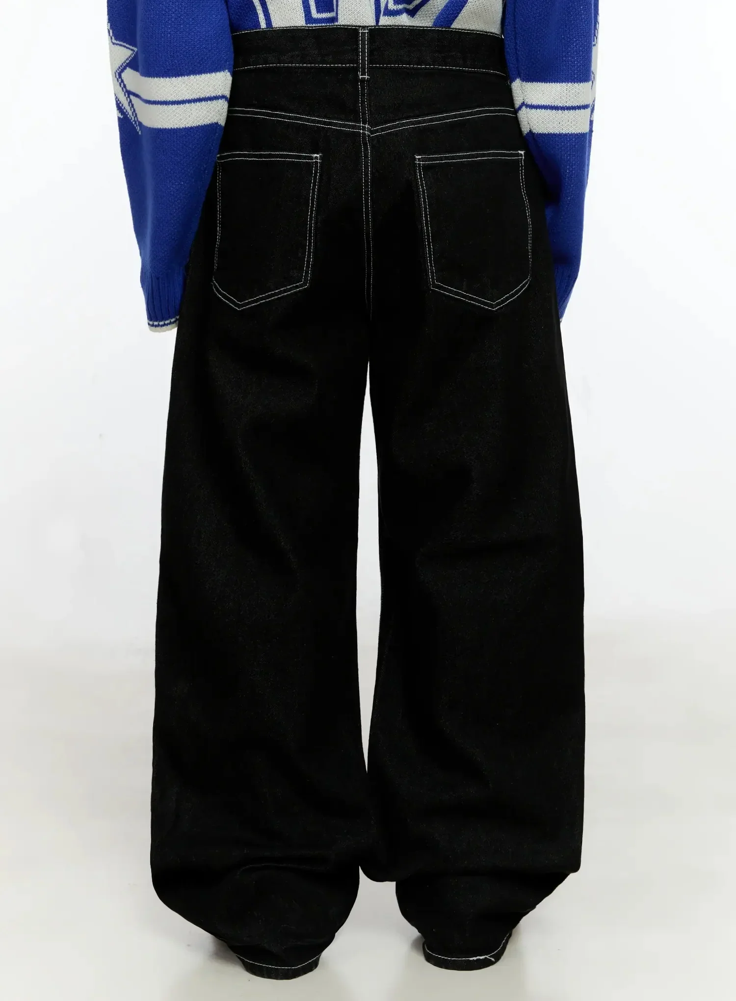Men's Stitched Detail Baggy Jeans IN506 - Image 7