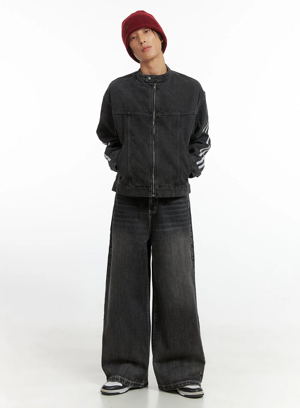 Men's Striped Button Denim Jacket IO417 - Image 2