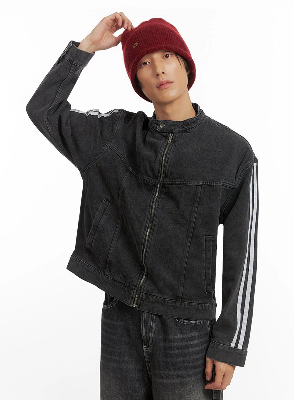 Men's Striped Button Denim Jacket IO417 - Image 4