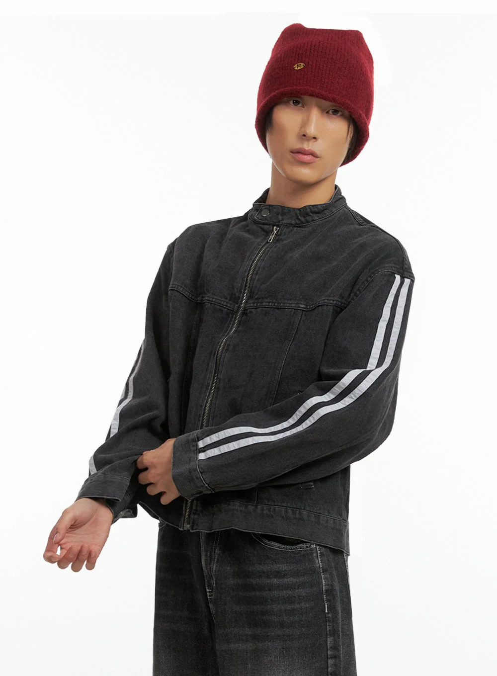 Men's Striped Button Denim Jacket IO417 - Image 5