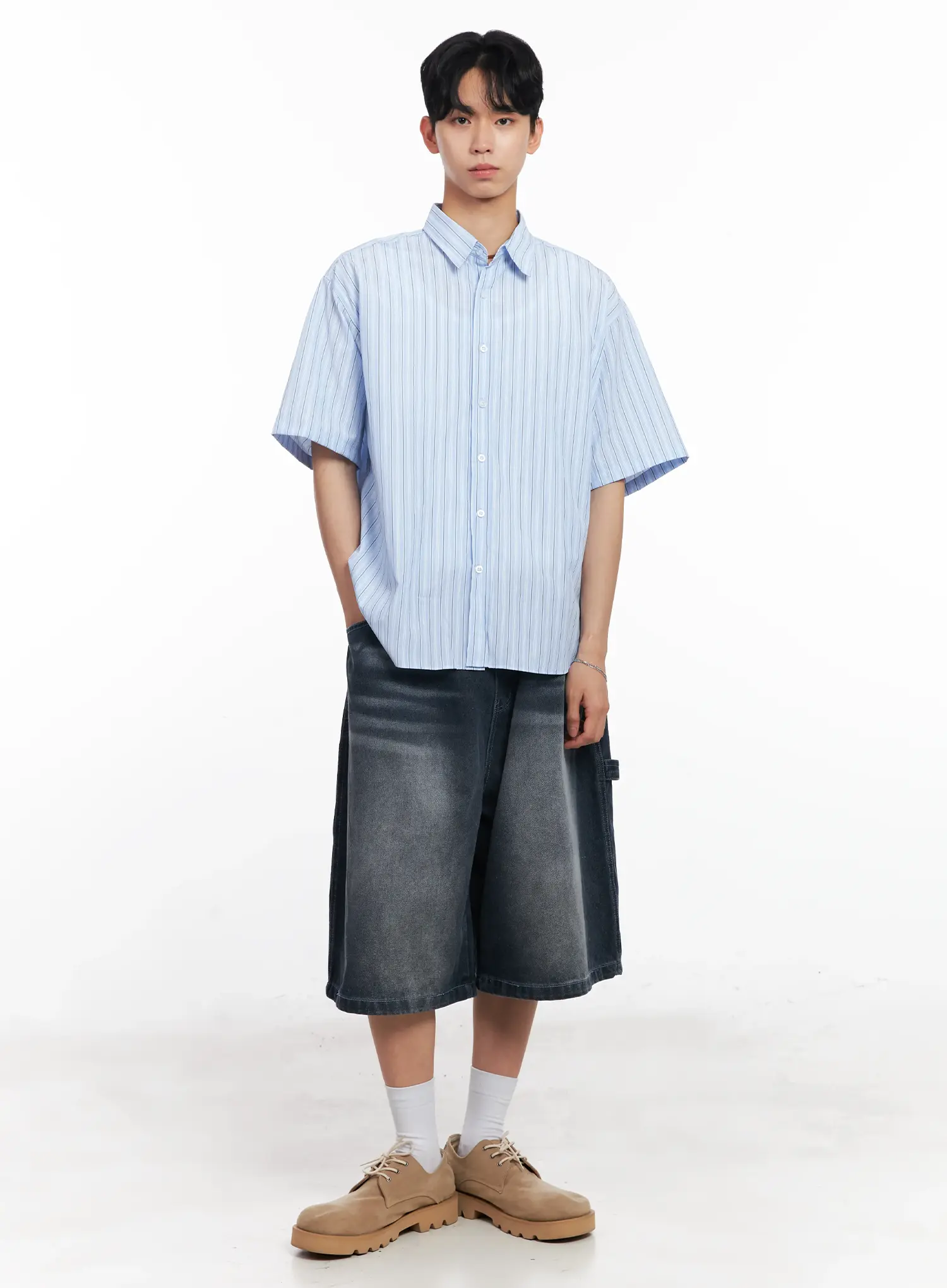 Men's Striped Button-Up Shirt IL504 - Image 10